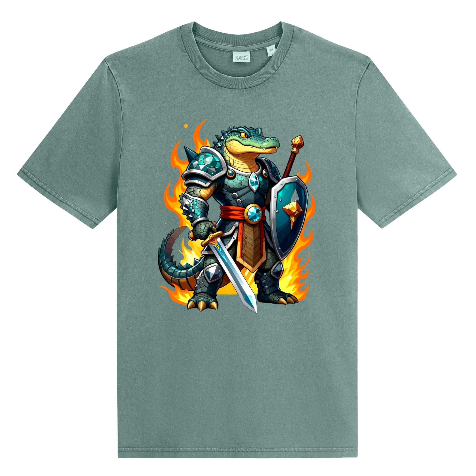 Unisex Garment Dyed Creator 2.0 Vintage T-Shirt | Stanley/Stella SATU041 - Andromeda Warrior Crocodile Knight by printfluence.net