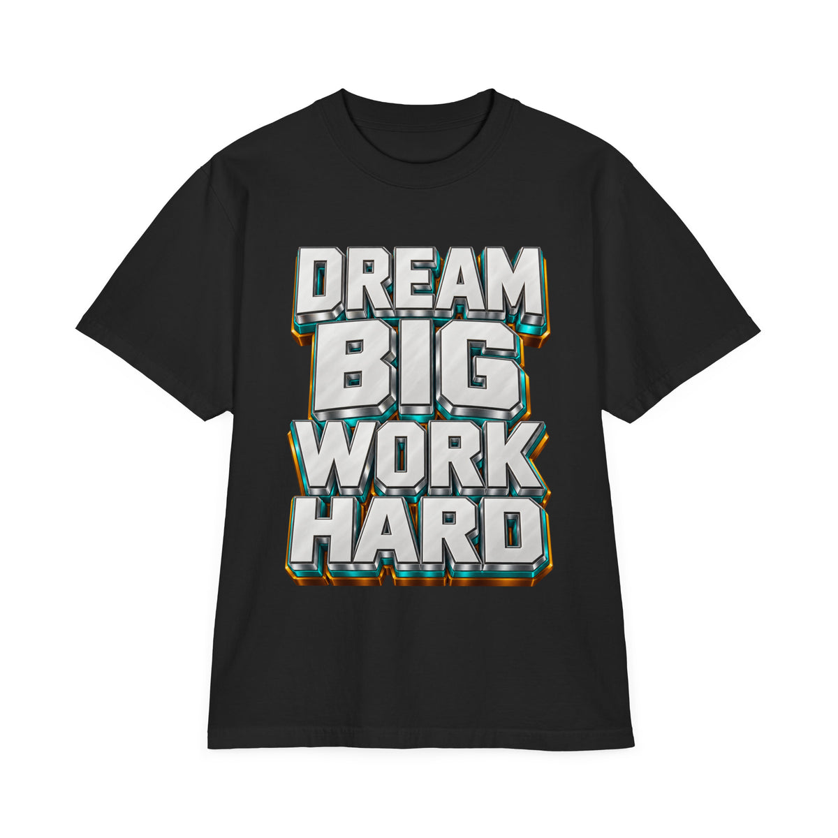 Inspirational Quotes Lovers | Unisex Garment-Dyed Drop-Shoulder T-Shirt — DREAM BIG WORK HARD by printfluence