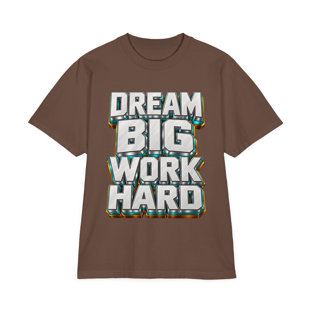 Inspirational Quotes Lovers | Unisex Garment-Dyed Drop-Shoulder T-Shirt — DREAM BIG WORK HARD by printfluence