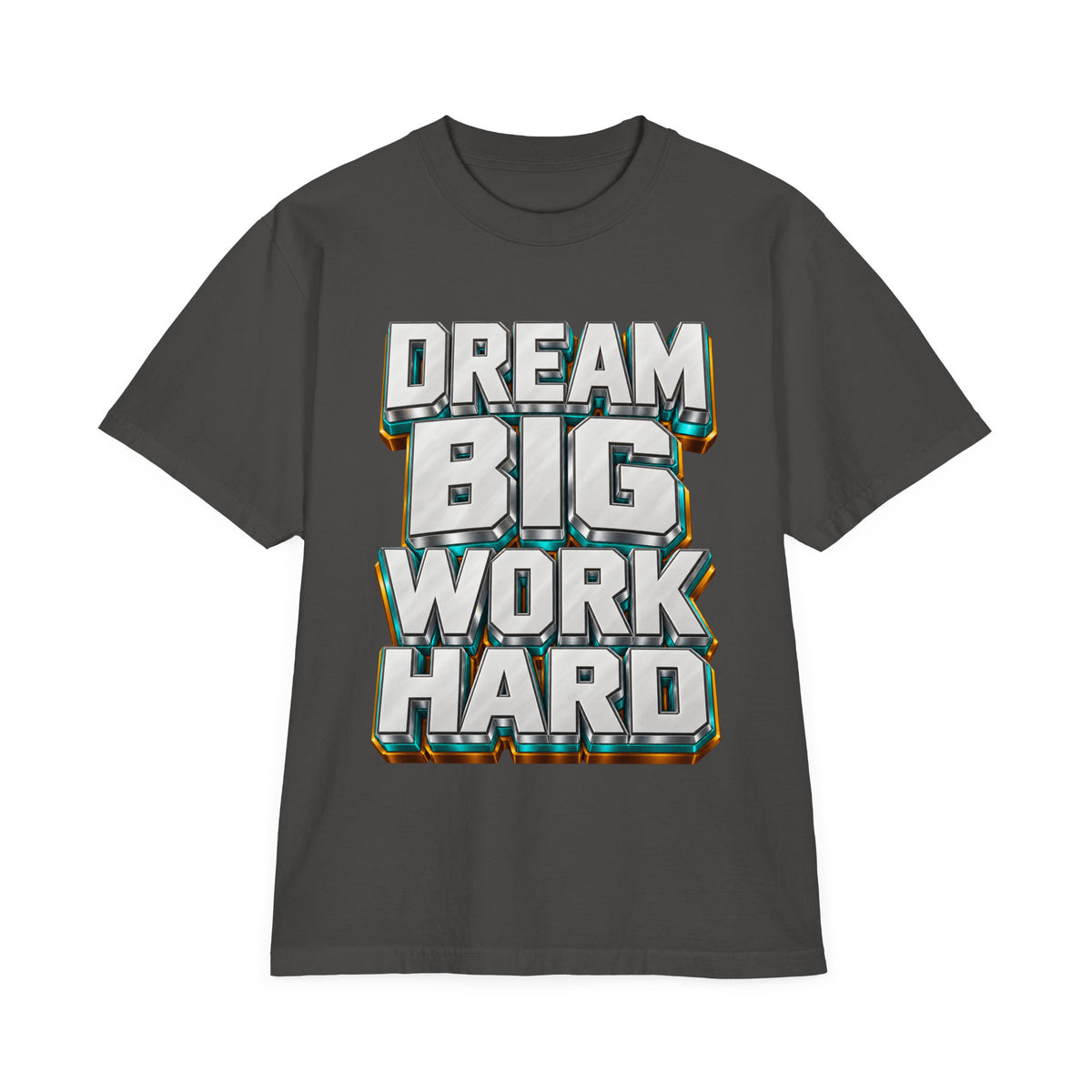 Inspirational Quotes Lovers | Unisex Garment-Dyed Drop-Shoulder T-Shirt — DREAM BIG WORK HARD by printfluence