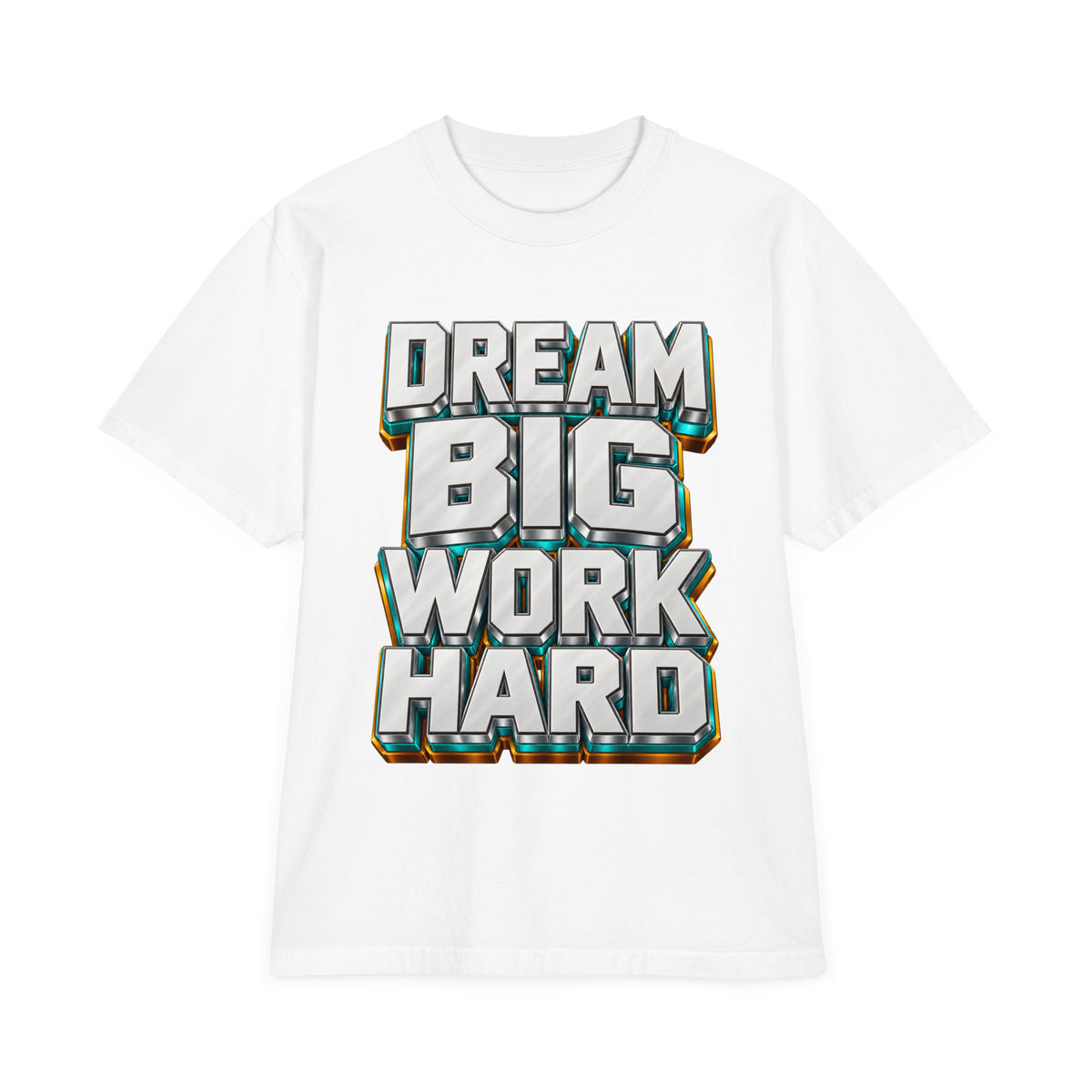 Inspirational Quotes Lovers | Unisex Garment-Dyed Drop-Shoulder T-Shirt — DREAM BIG WORK HARD by printfluence