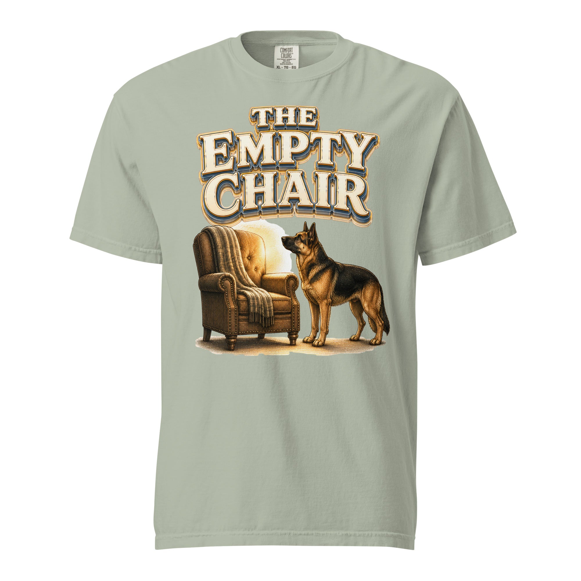 German Shepherd Empty Chair Heavyweight T-Shirt by printfluence.net