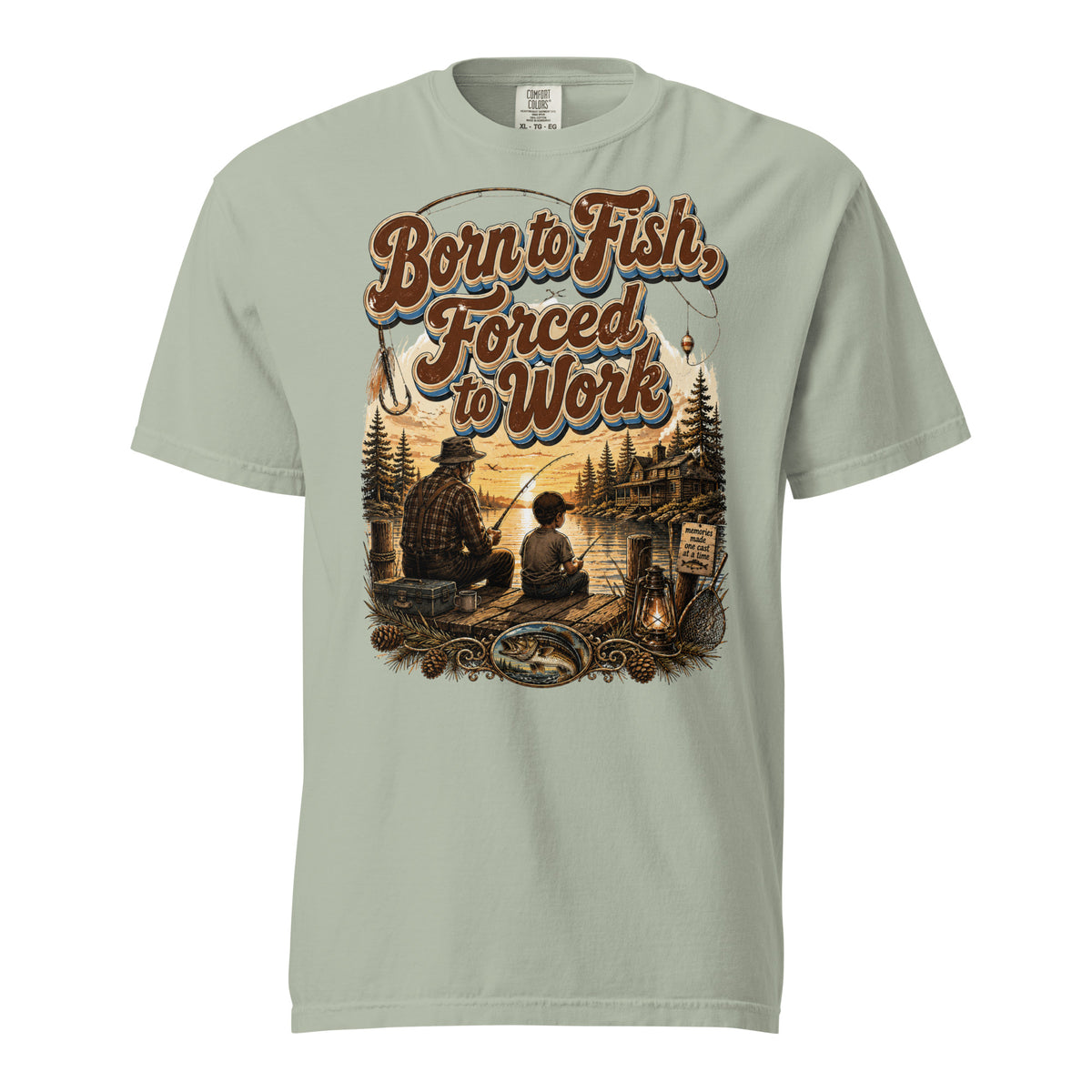 Fishing Lovers | Unisex Garment-Dyed Heavyweight T-Shirt — Born to Fish, Forced to Work by printfluence
