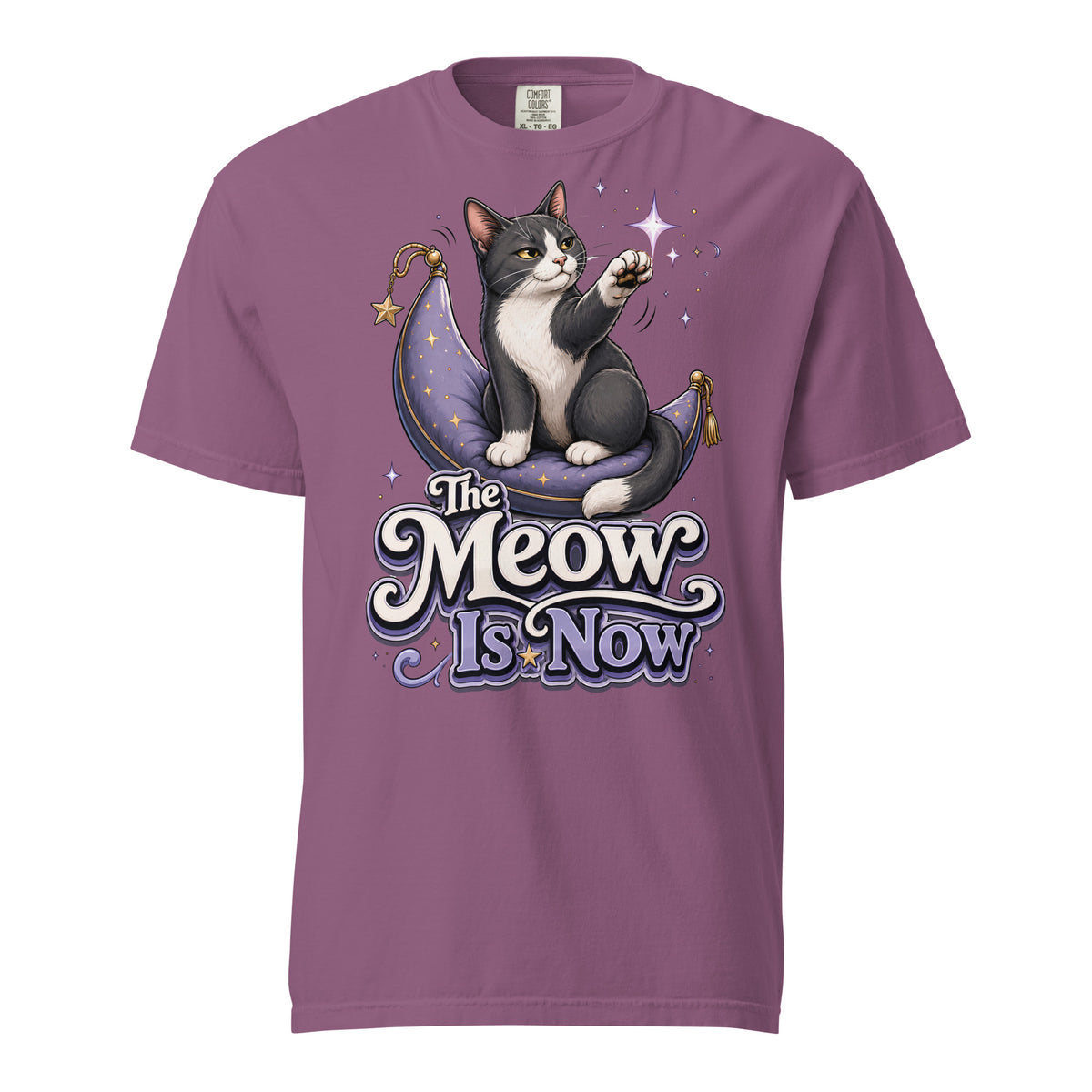 Cat Lovers "The Meow Is Now" Garment-Dyed Heavyweight T-Shirt by printfluence.net