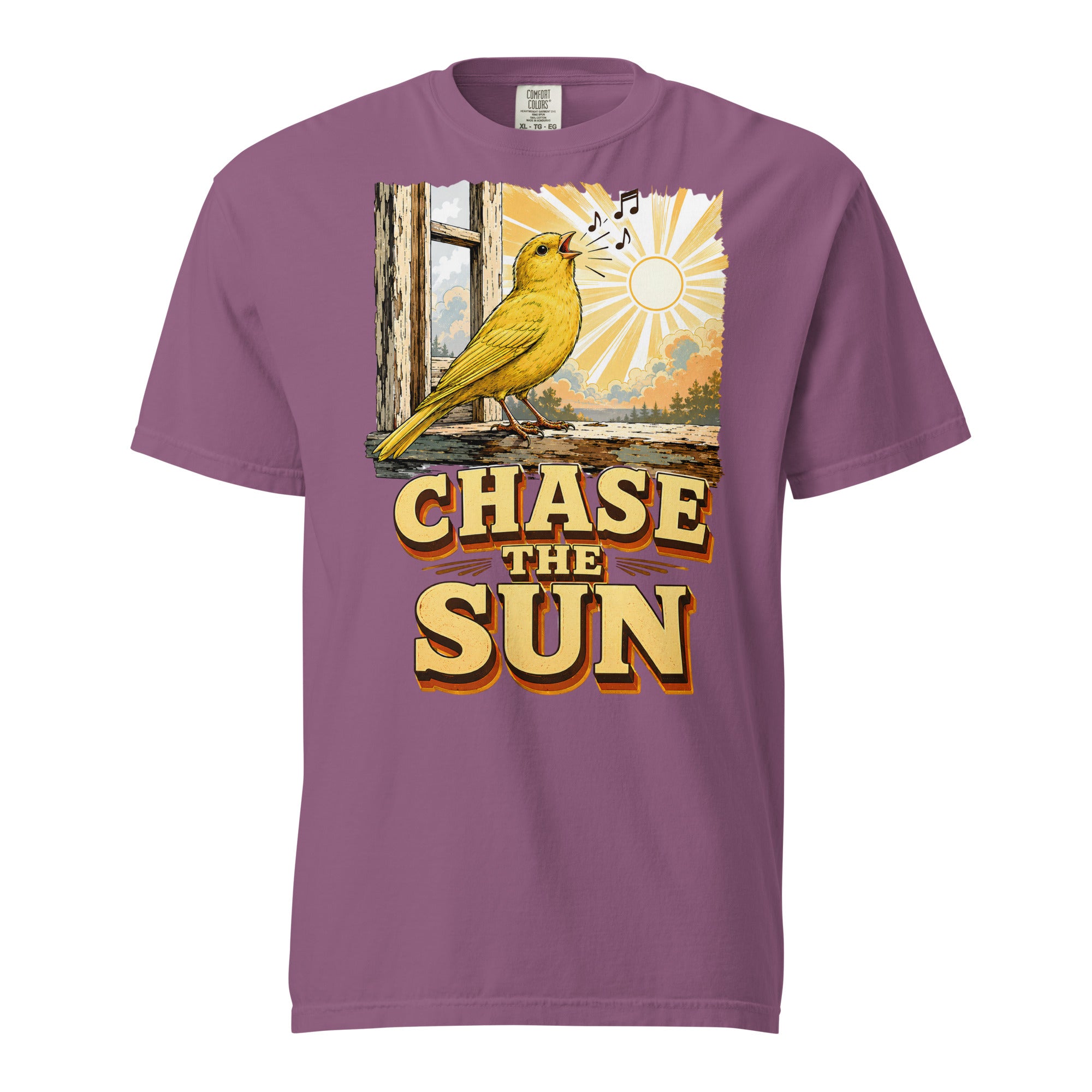 Vintage Chase The Sun Faded Oversized Tee - Retro Canary Lovers T-Shirt T-1 by printfluence.net
