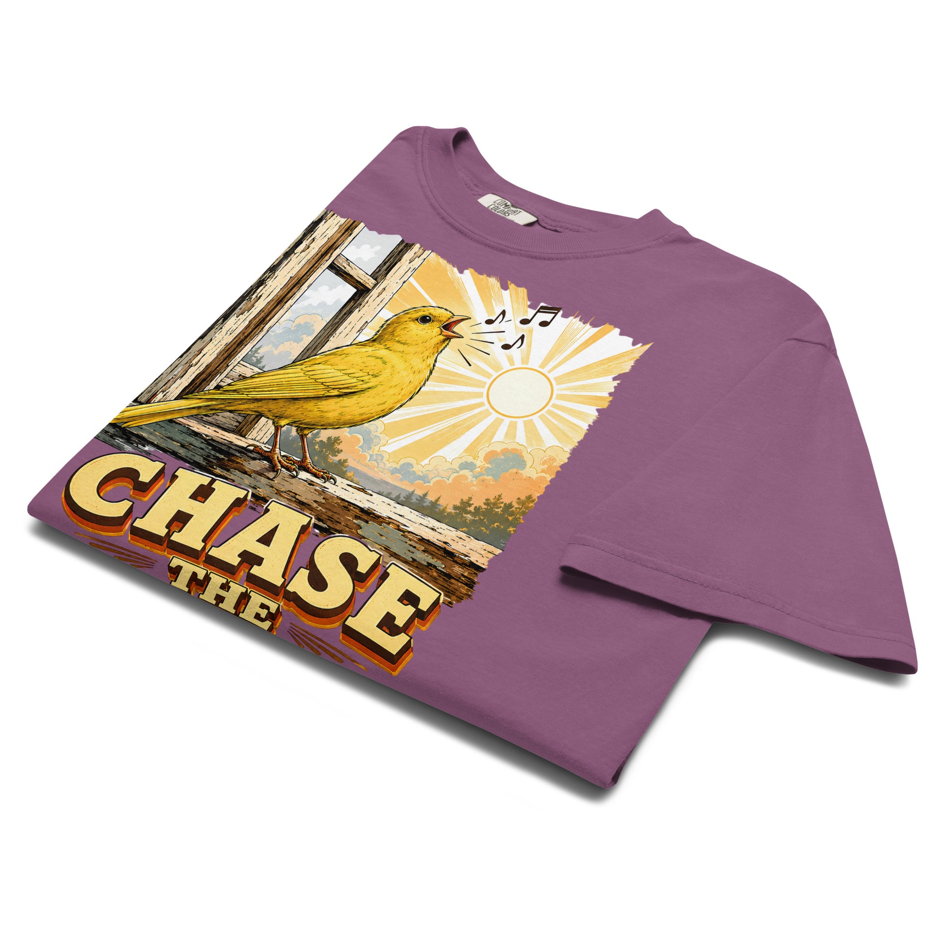 Vintage Chase The Sun Faded Oversized Tee - Retro Canary Lovers T-Shirt T-1 by printfluence.net