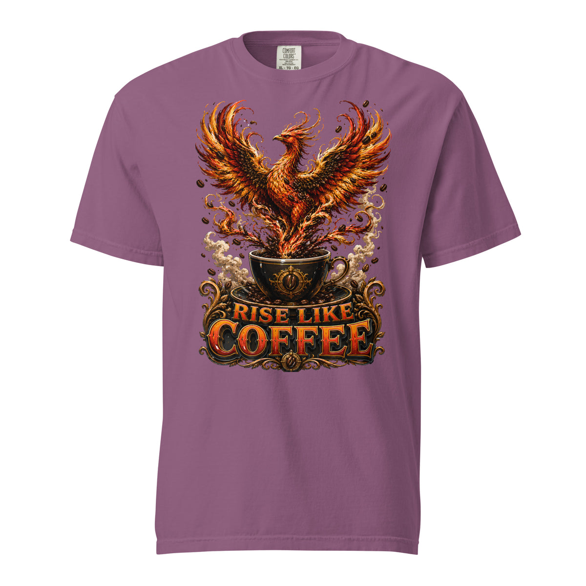 Coffee Lovers Unisex Garment-Dyed Heavyweight T-shirt Rise Like Coffee – Epic Phoenix Graphic Tee by printfluence.net