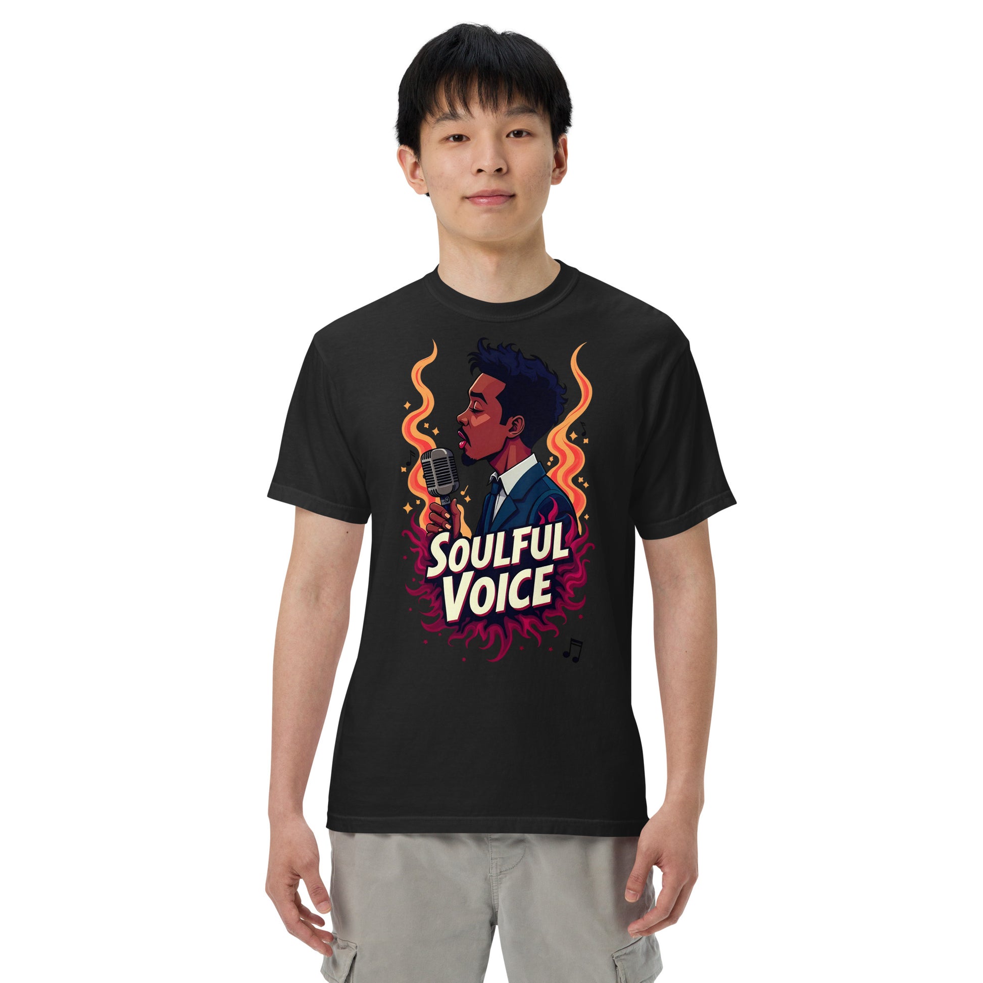 Unisex garment-dyed heavyweight t-shirt - Fire Soul T-Shirt – Unisex Singer Fiery Stage Graphic Tee by printfluence.net