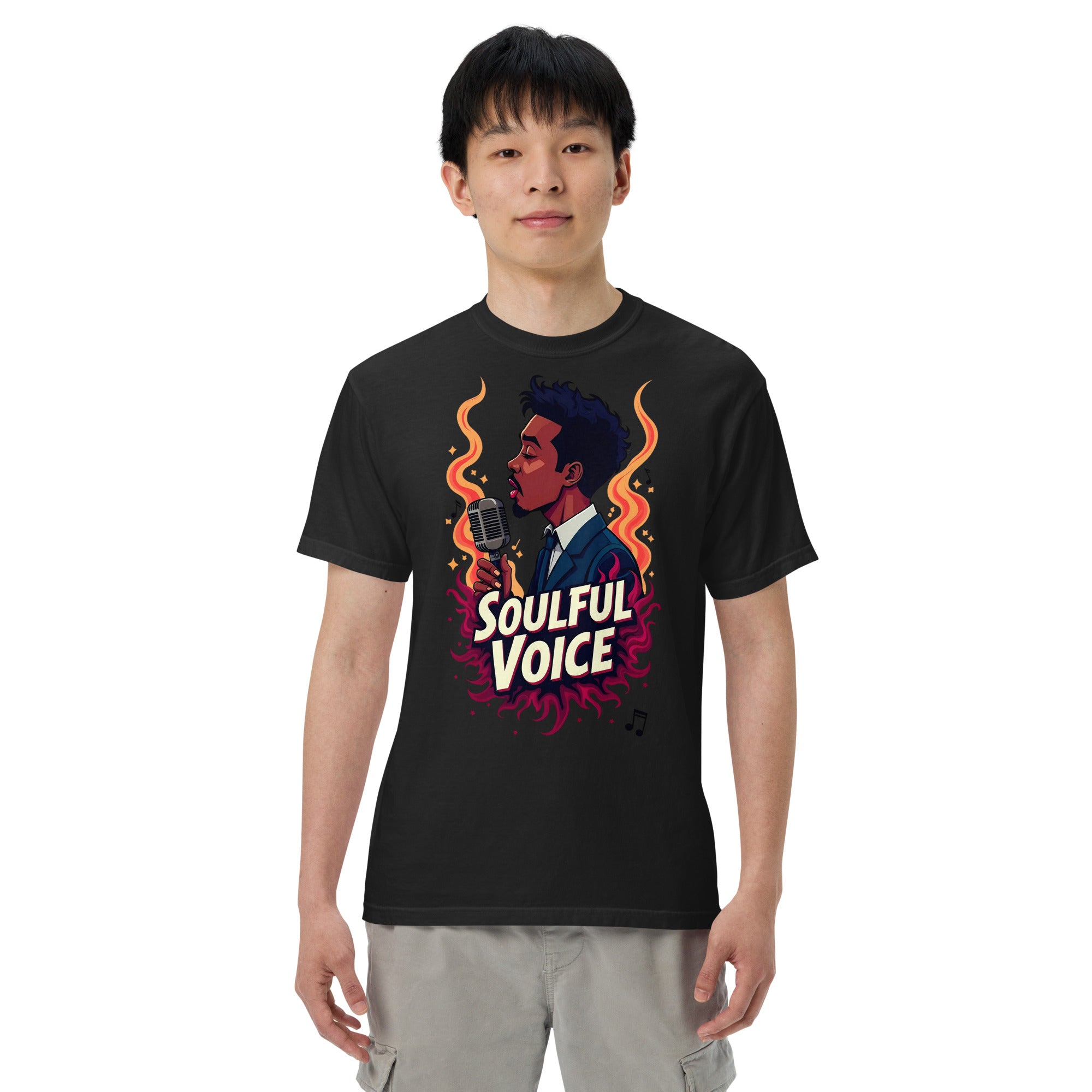 Unisex garment-dyed heavyweight t-shirt - Fire Soul T-Shirt – Unisex Singer Fiery Stage Graphic Tee by printfluence.net