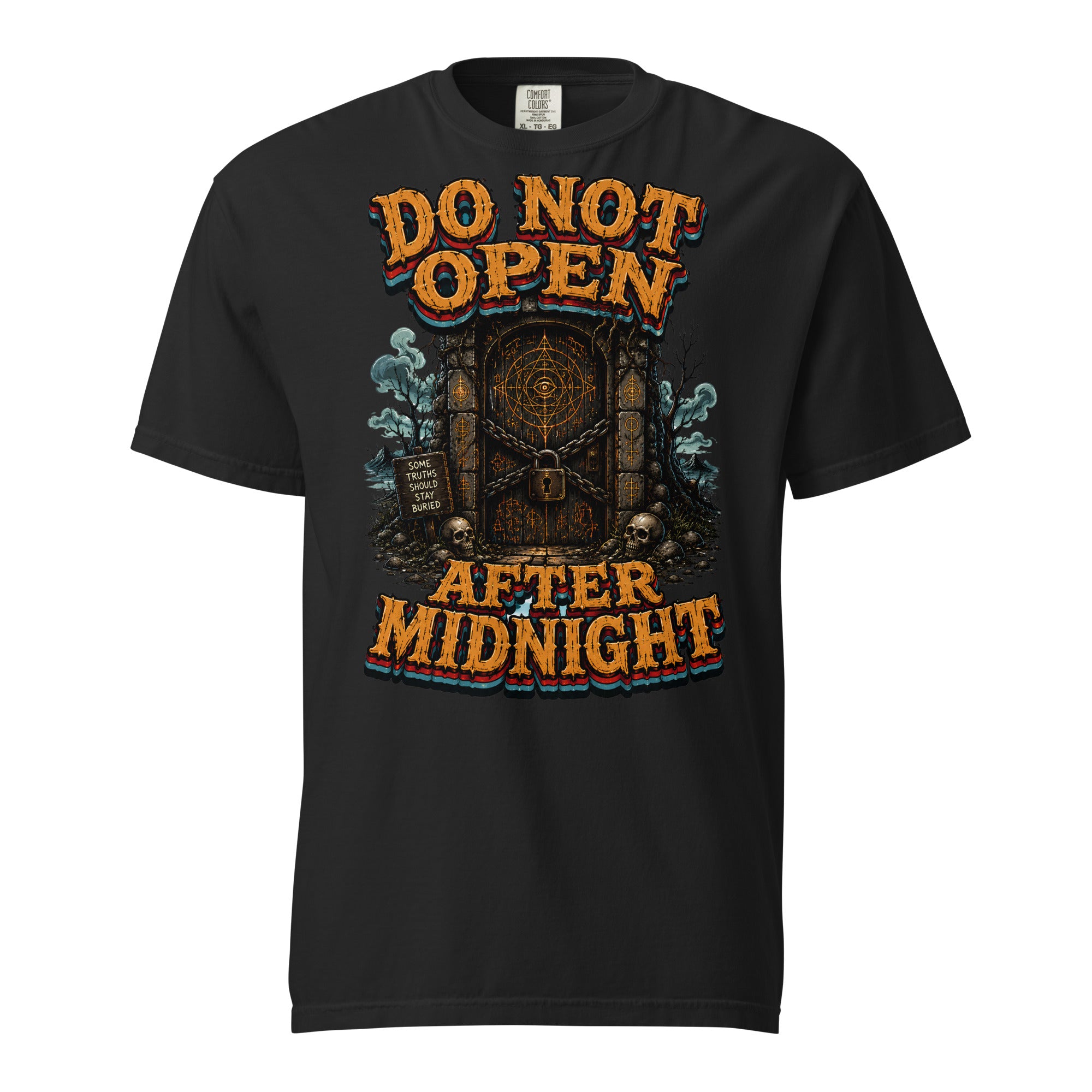 Do Not Open After Midnight Horror Mystery Garment-Dyed Heavyweight Tee by printfluence.net