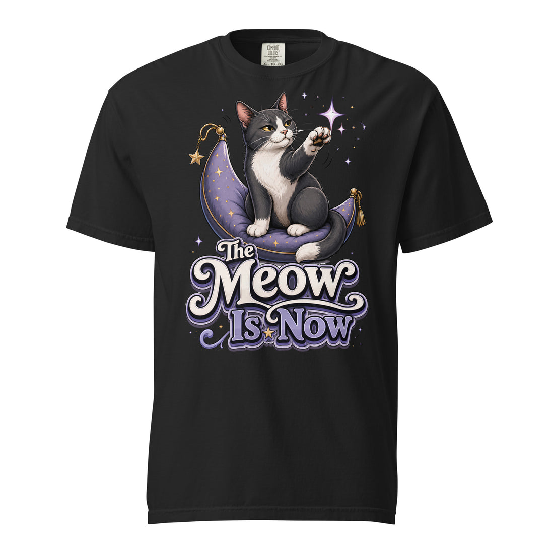 Cat Lovers "The Meow Is Now" Garment-Dyed Heavyweight T-Shirt by printfluence.net