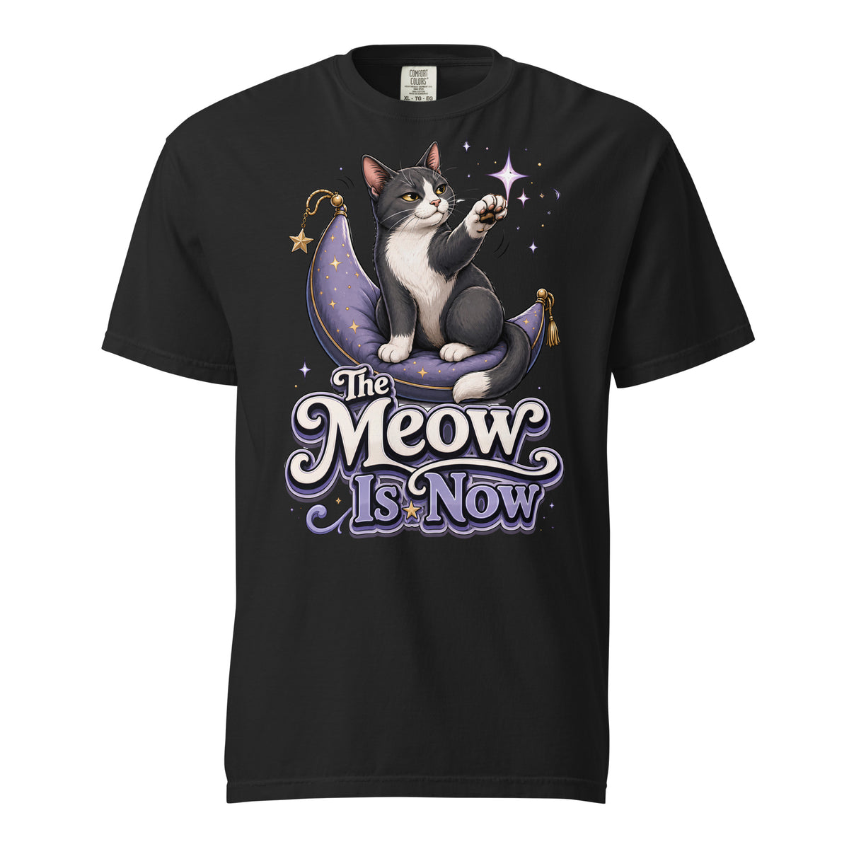 Cat Lovers "The Meow Is Now" Garment-Dyed Heavyweight T-Shirt by printfluence.net
