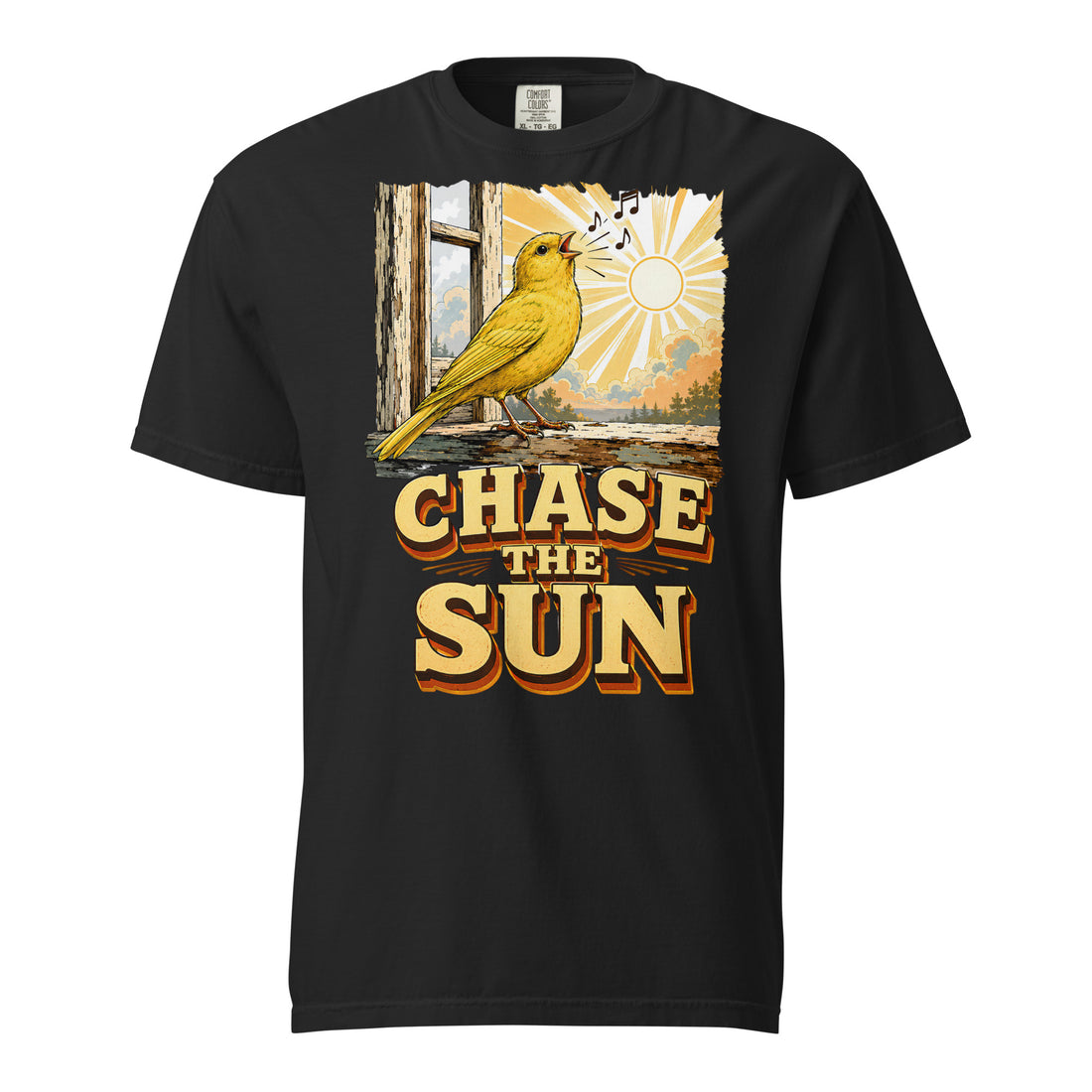 Vintage Chase The Sun Faded Oversized Tee - Retro Canary Lovers T-Shirt T-1 by printfluence.net