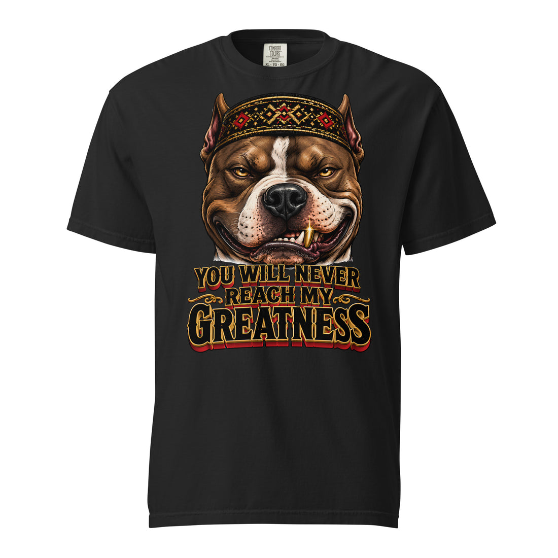Never Reach My Greatness Tee - Retro Pitbull Lovers Heavyweight T-Shirt T-1 by printfluence.net