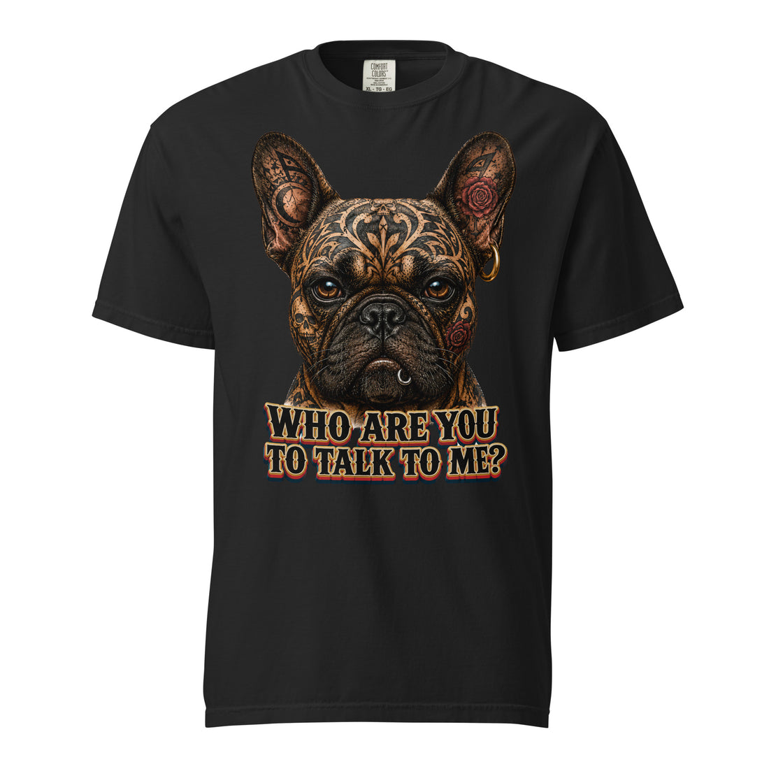 Edgy Frenchie Heavyweight Tee - Garment Dyed French Bulldog Lovers T-Shirt T-1 by printfluence.net