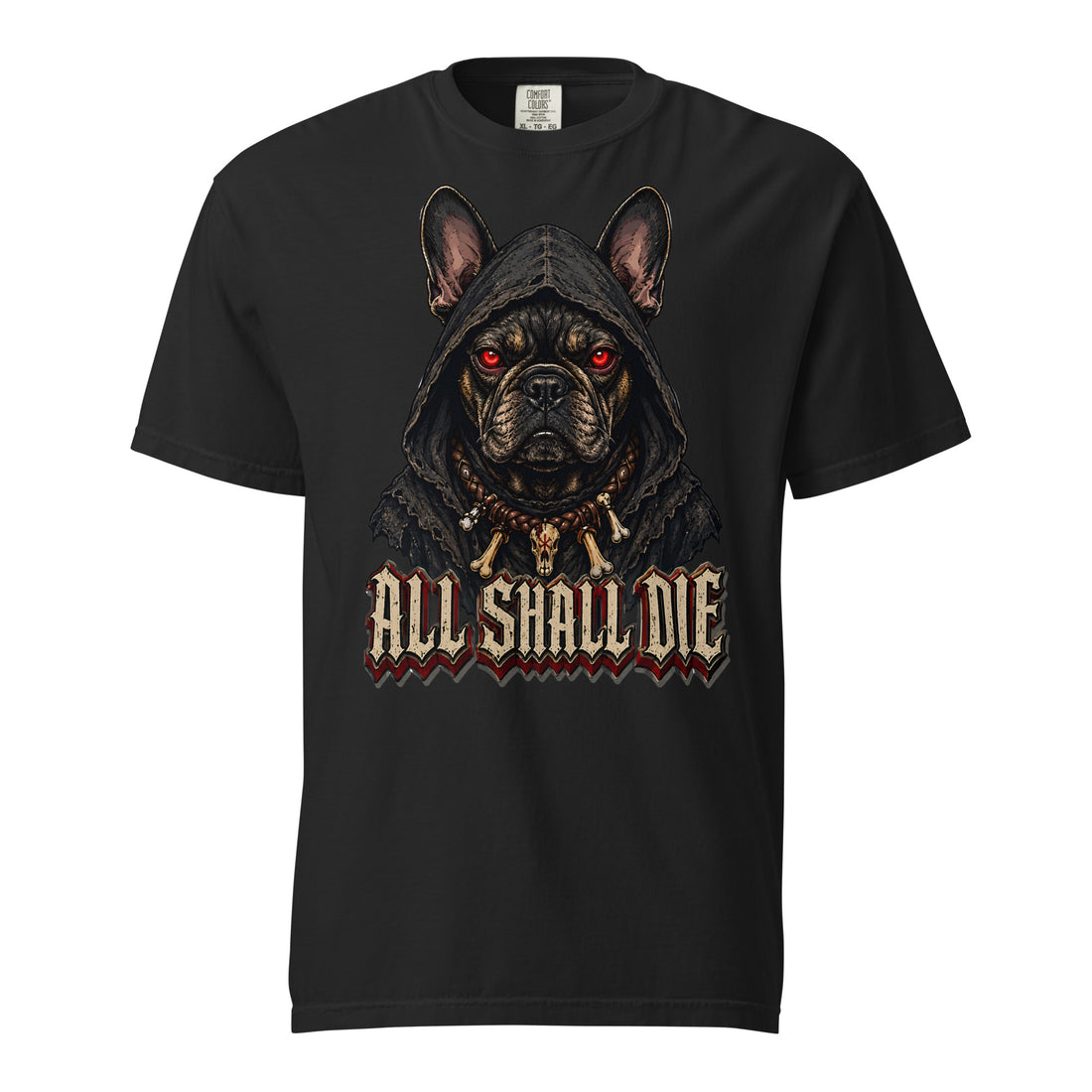 Gothic Frenchie Heavyweight Tee - French Bulldog Lovers Dark Graphic T-Shirt T-1 by printfluence.net