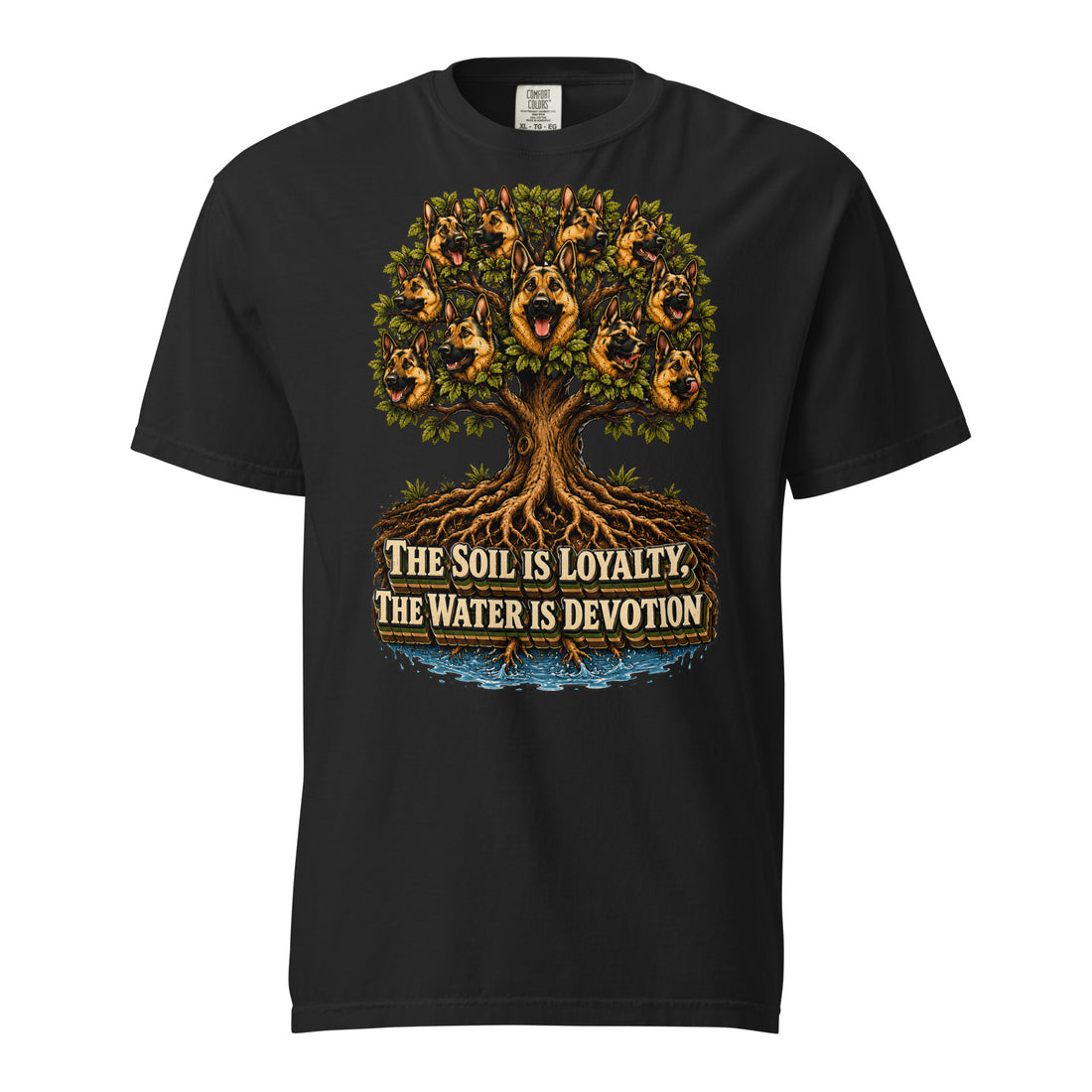 German Shepherd Lovers Unisex Garment-Dyed Heavyweight T-Shirt | Loyalty & Devotion Tree Graphic Apparel by printfluence.net