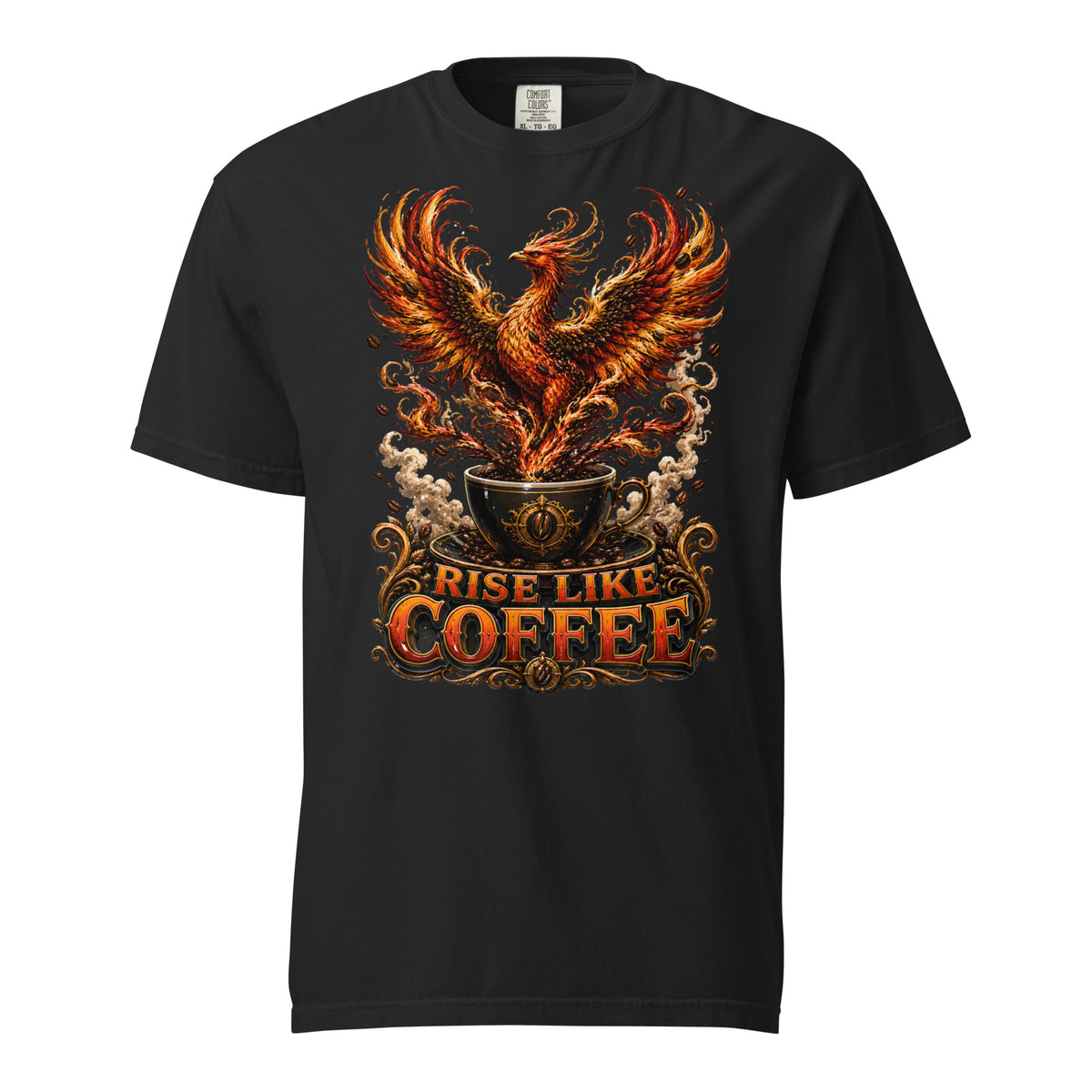 Coffee Lovers Unisex Garment-Dyed Heavyweight T-shirt Rise Like Coffee – Epic Phoenix Graphic Tee by printfluence.net