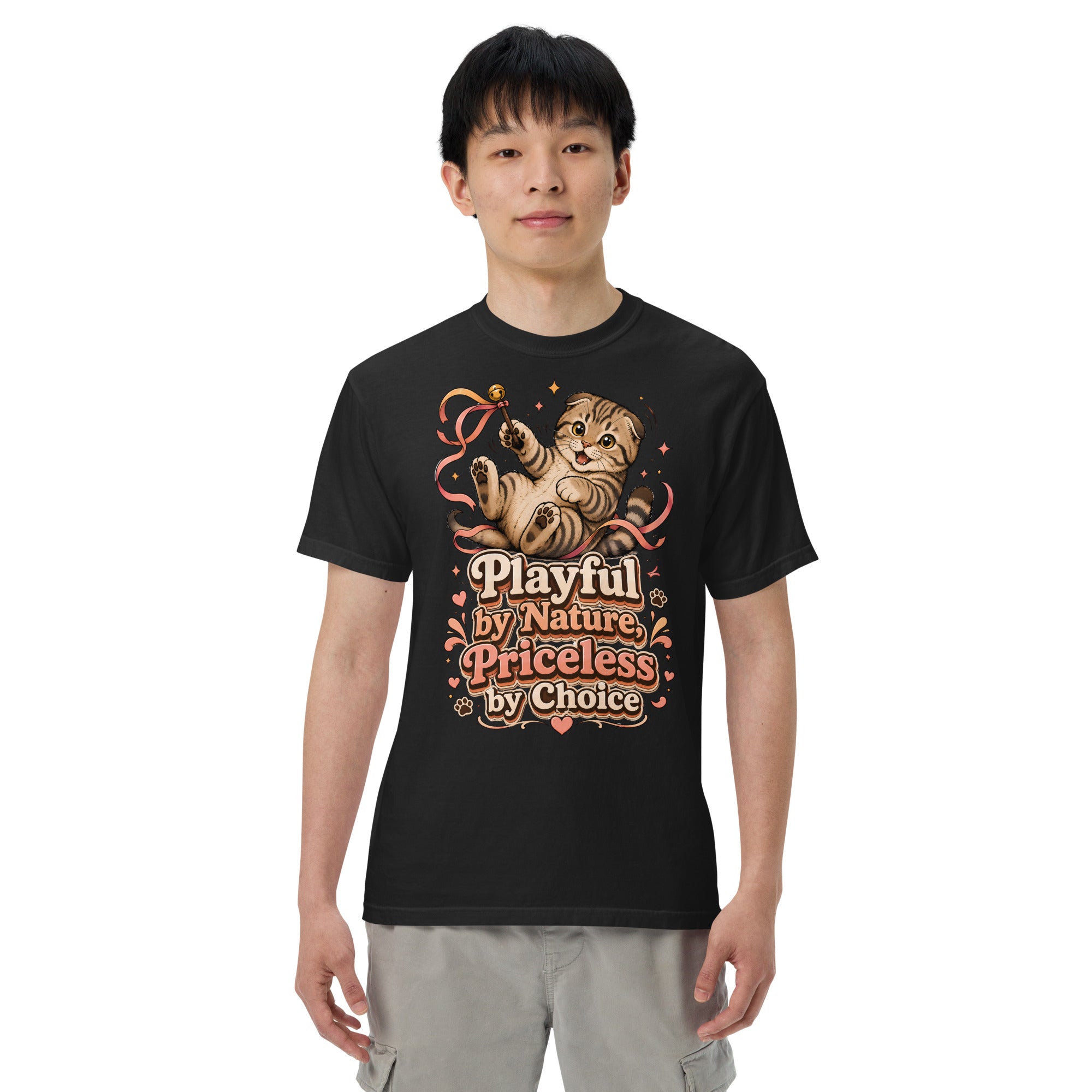 Cat Lovers Unisex Garment-Dyed Heavyweight T-Shirt "Playful by Nature, Priceless by Choice" by printfluence.net