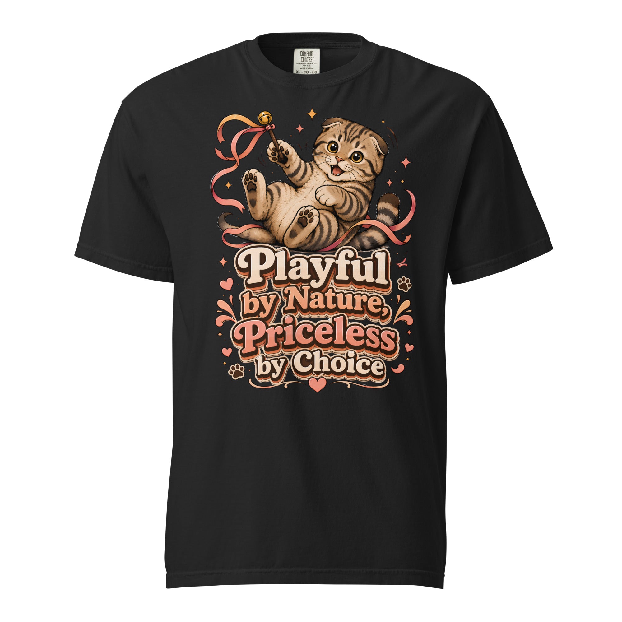 Cat Lovers Unisex Garment-Dyed Heavyweight T-Shirt "Playful by Nature, Priceless by Choice" by printfluence.net