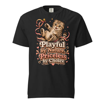 Cat Lovers Unisex Garment-Dyed Heavyweight T-Shirt "Playful by Nature, Priceless by Choice" by printfluence.net