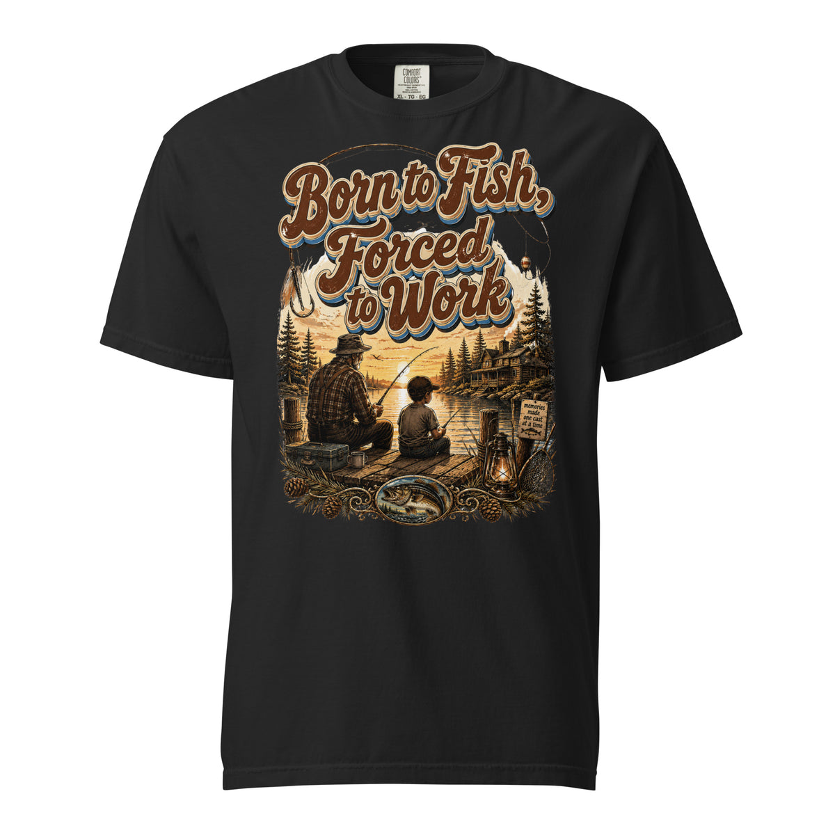 Fishing Lovers | Unisex Garment-Dyed Heavyweight T-Shirt — Born to Fish, Forced to Work by printfluence