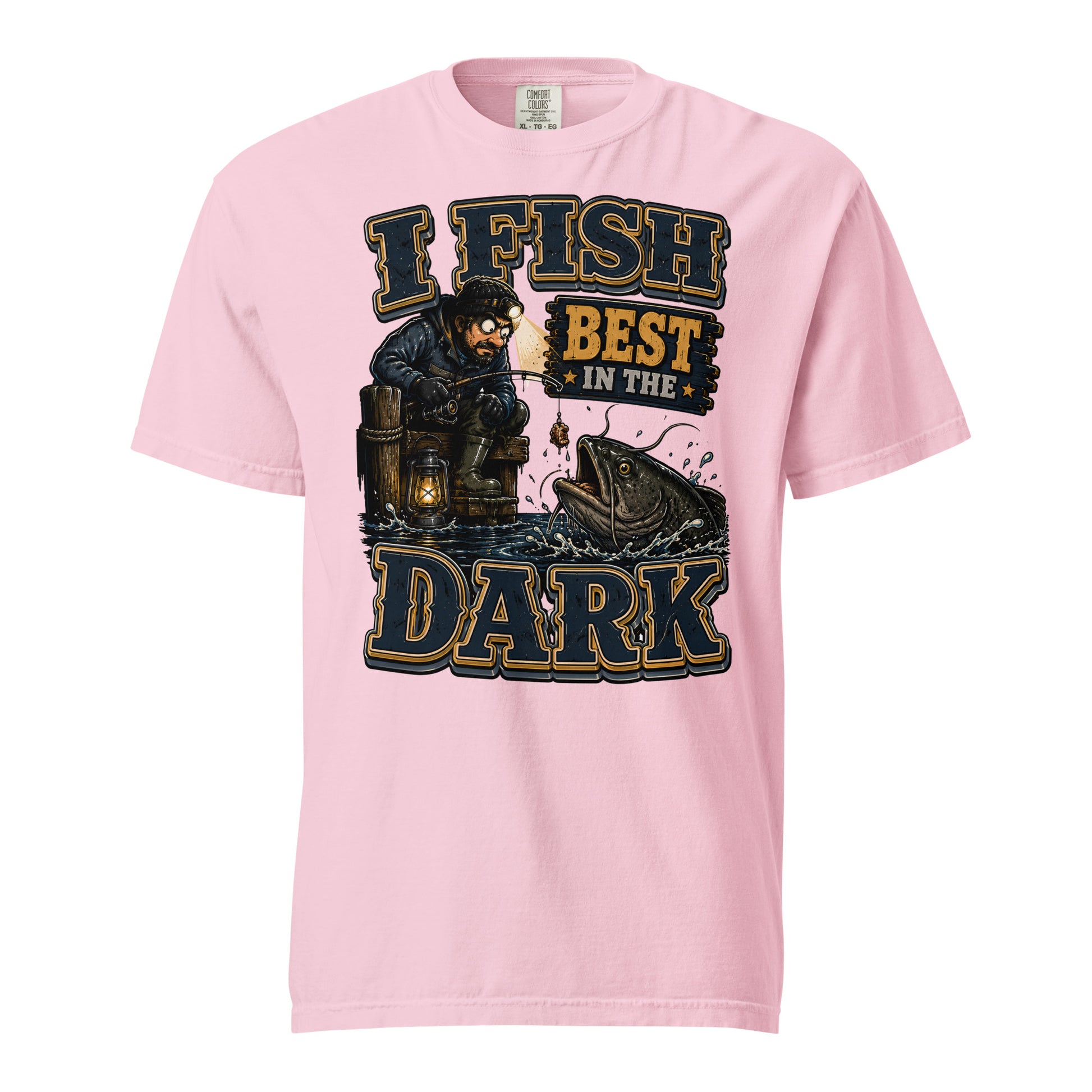 I Fish Best In The Dark Heavyweight Tee | Fishing Lovers Gift by printfluence.net