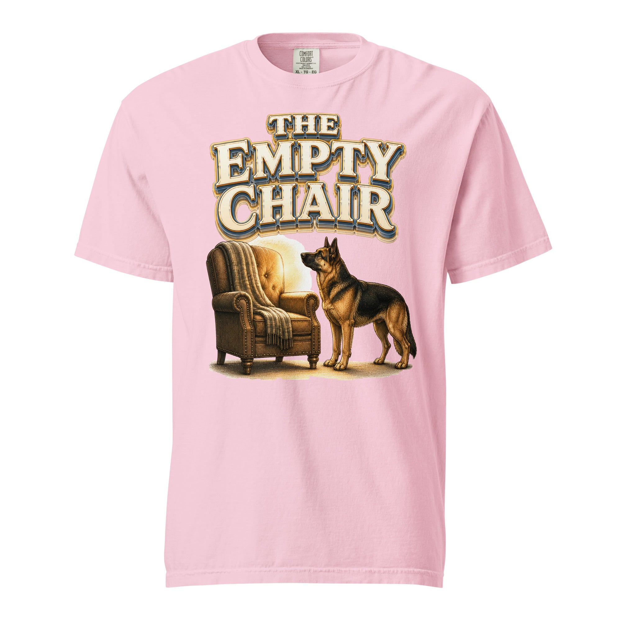 German Shepherd Empty Chair Heavyweight T-Shirt by printfluence.net