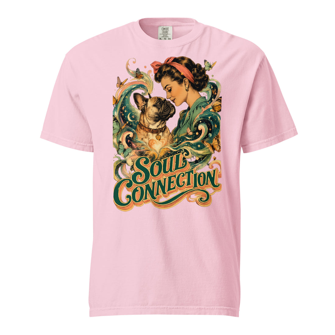 Soul Connection Frenchie Heavy Tee - French Bulldog Lovers Retro T-Shirt T-1 by printfluence.net