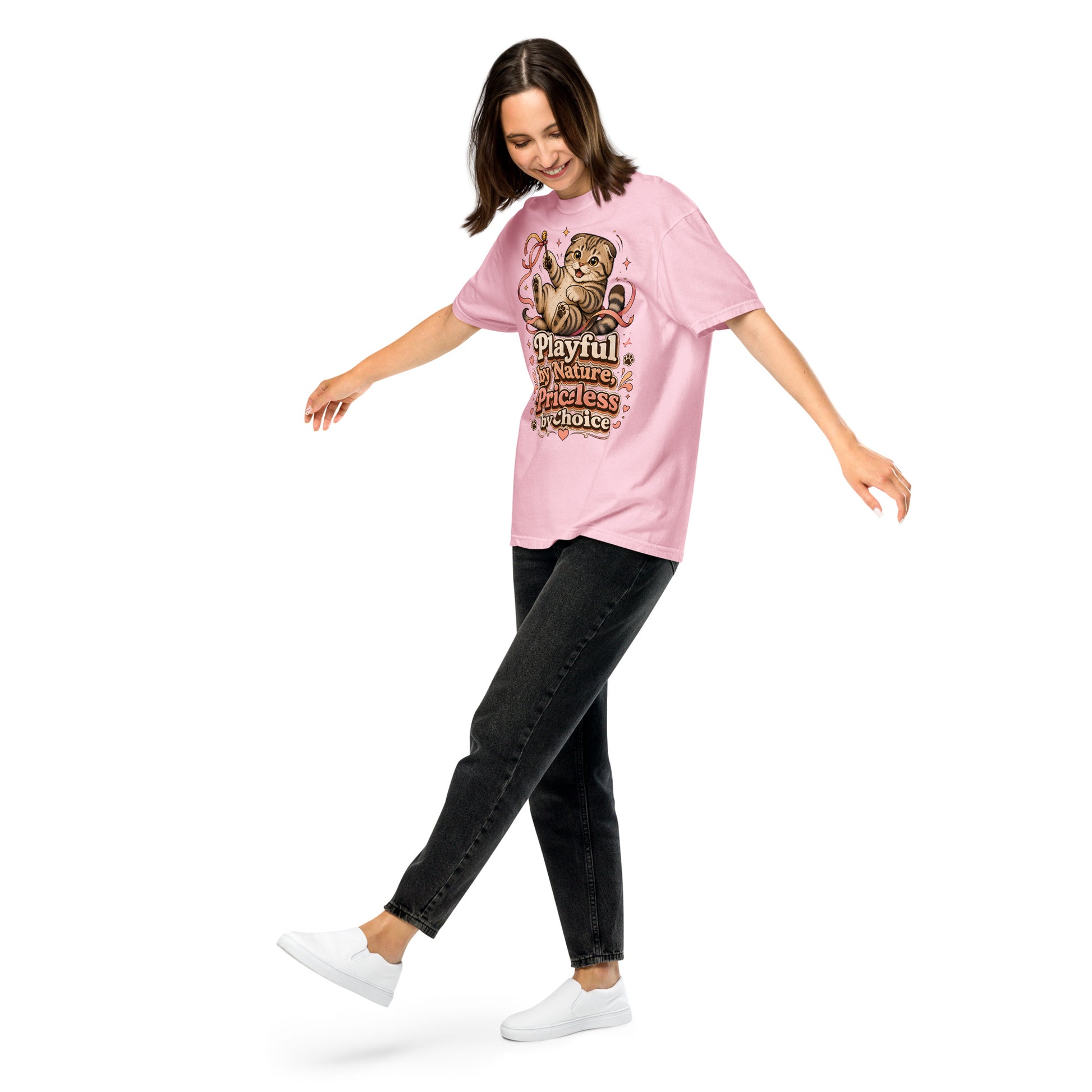Cat Lovers Unisex Garment-Dyed Heavyweight T-Shirt "Playful by Nature, Priceless by Choice" by printfluence.net