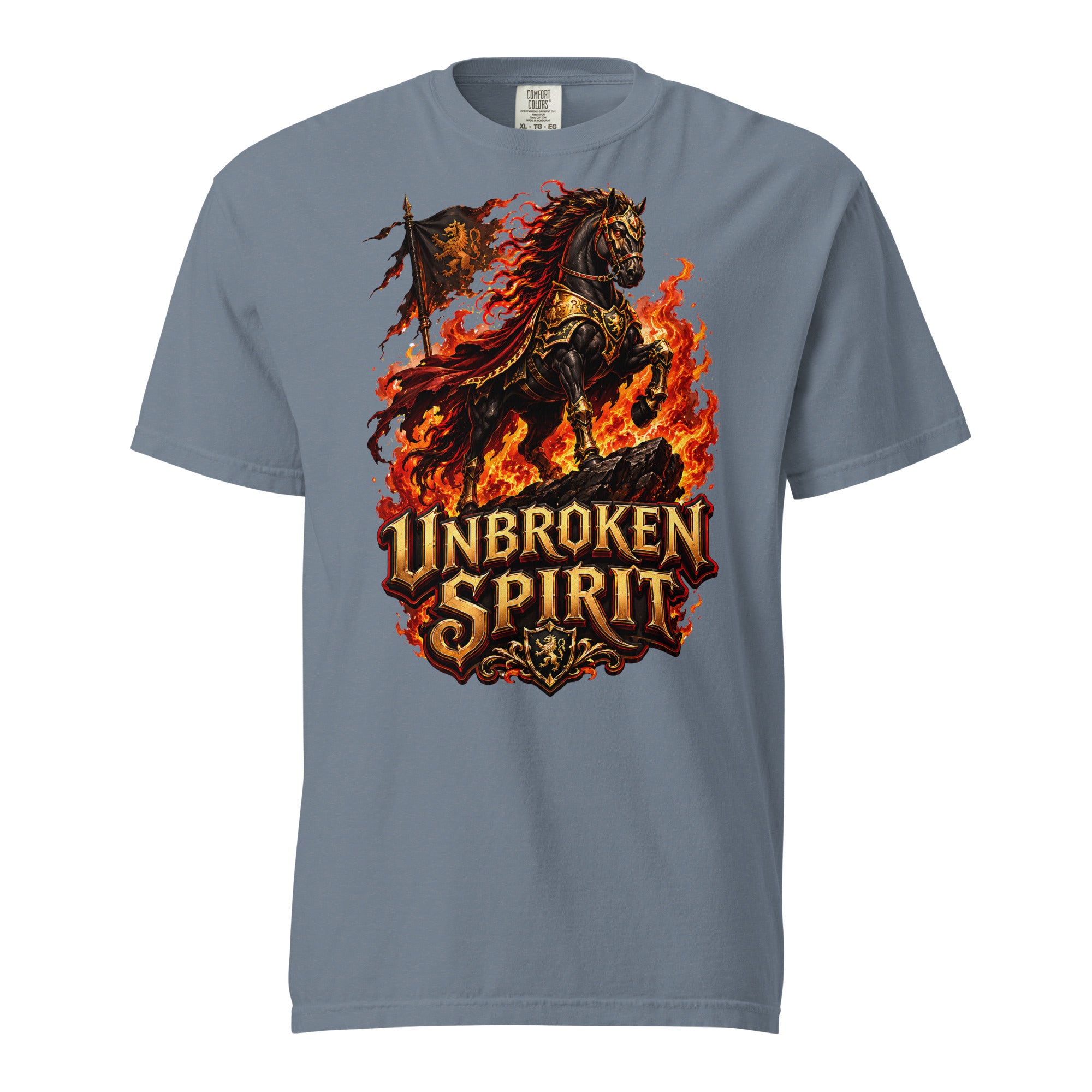 Unbroken Spirit Horse Heavyweight Unisex Tee – Ultimate Horse Lovers Edition by printfluence.net