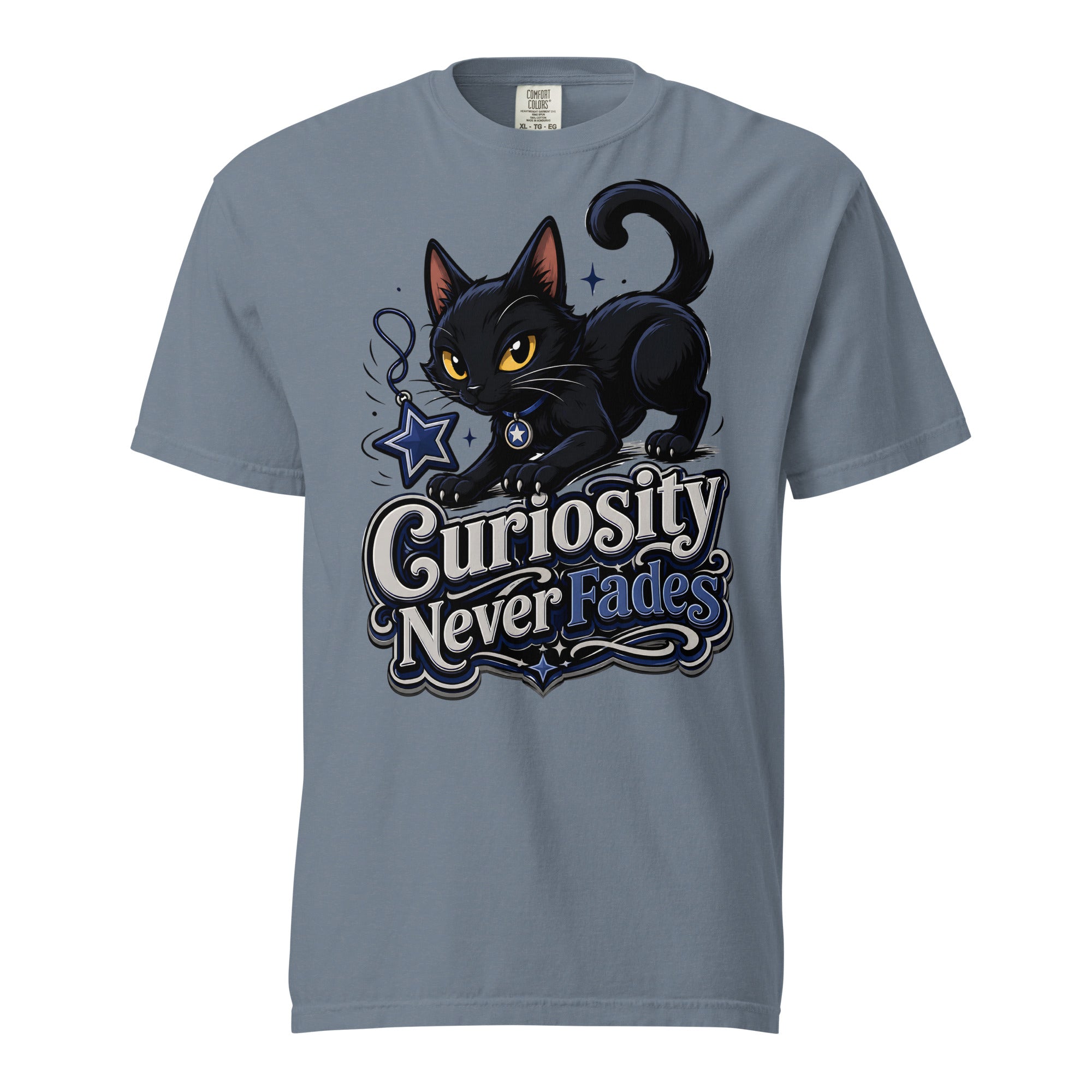 Curiosity Never Fades Cat Lovers Heavyweight Tee by printfluence.net