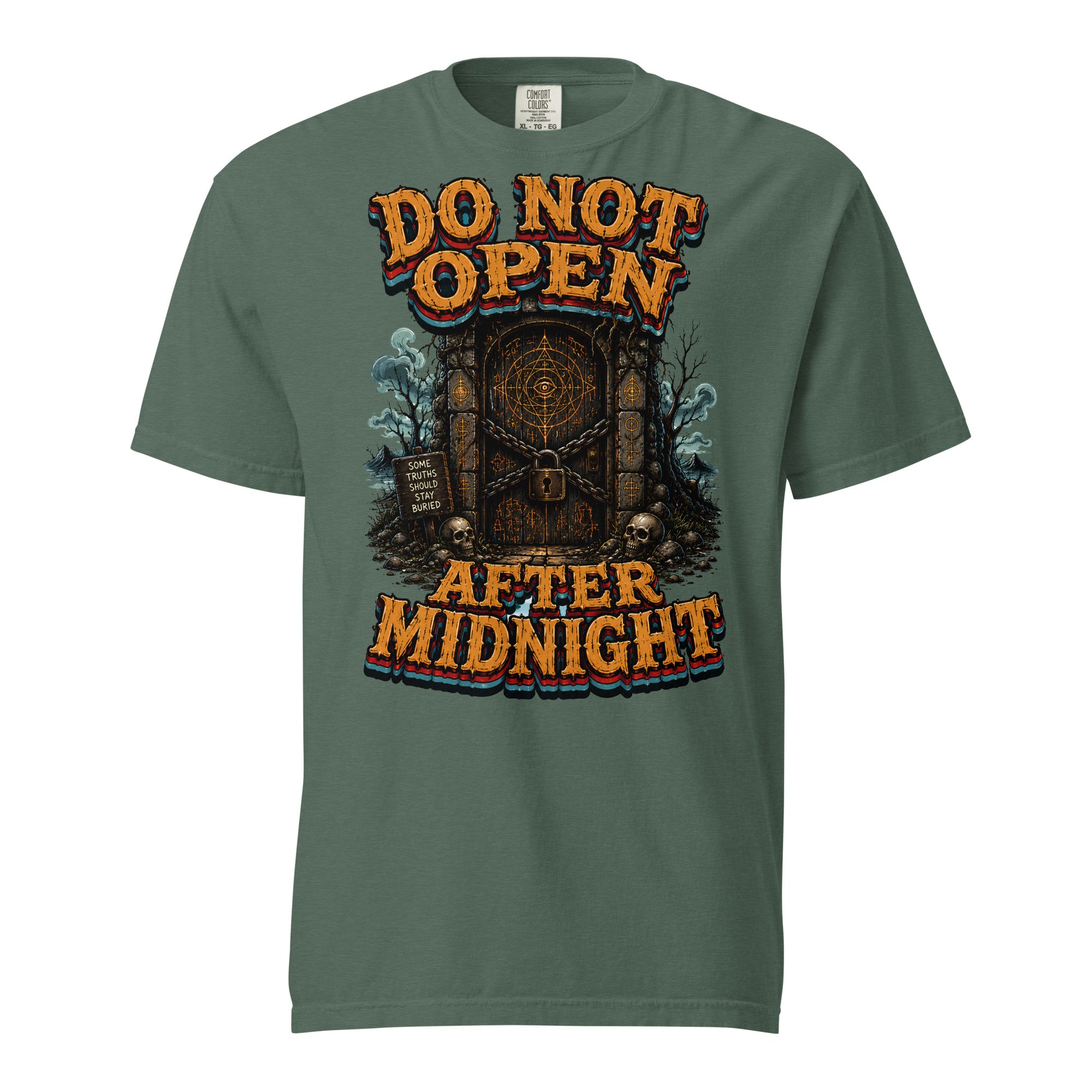 Do Not Open After Midnight Horror Mystery Garment-Dyed Heavyweight Tee by printfluence.net