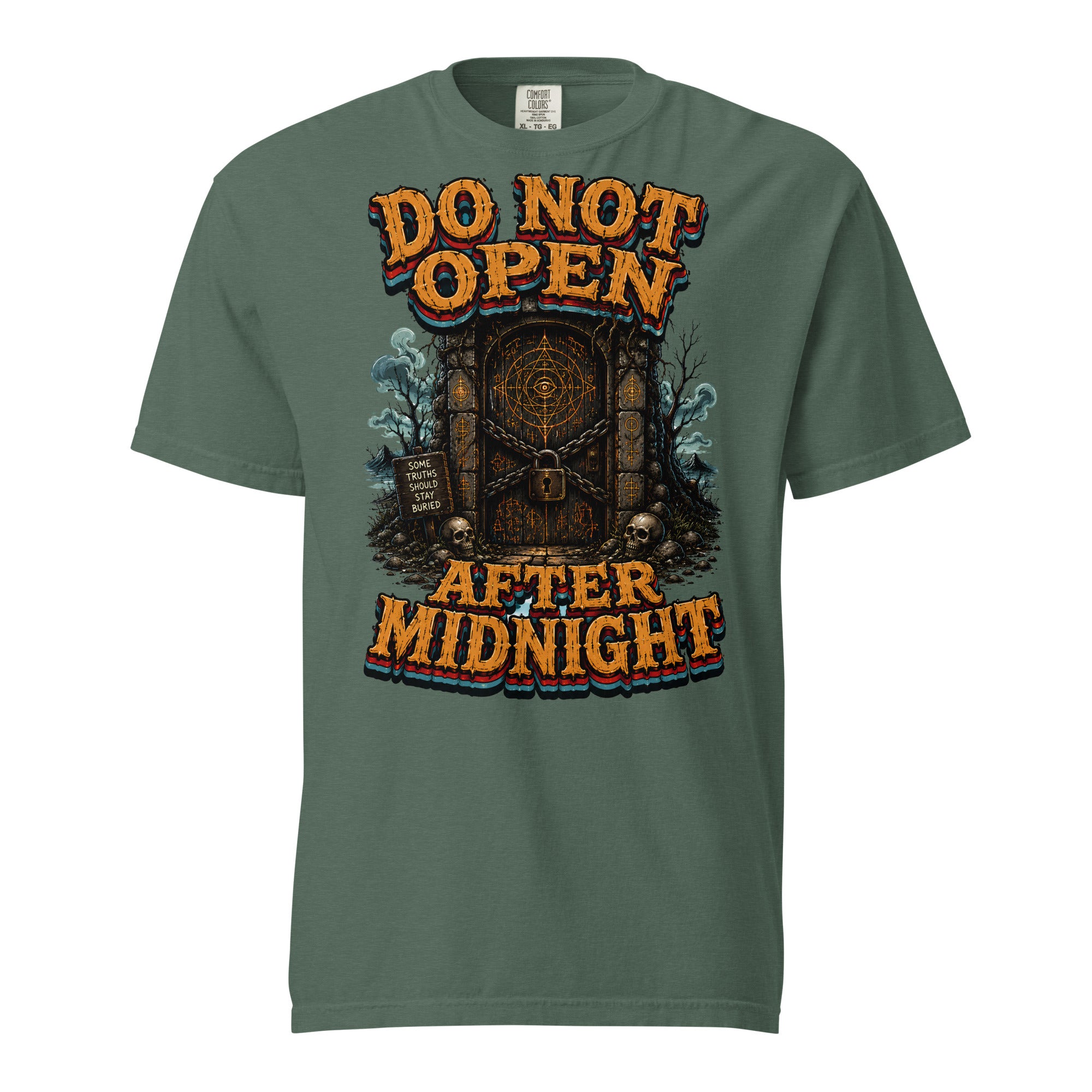 Do Not Open After Midnight Horror Mystery Garment-Dyed Heavyweight Tee by printfluence.net