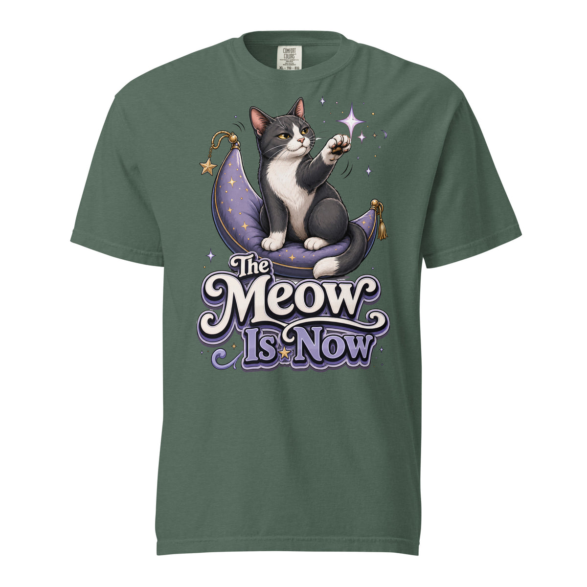 Cat Lovers "The Meow Is Now" Garment-Dyed Heavyweight T-Shirt by printfluence.net