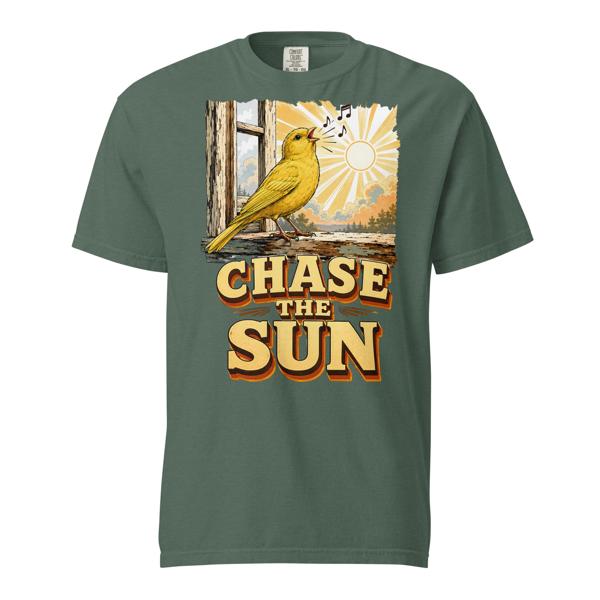 Vintage Chase The Sun Faded Oversized Tee - Retro Canary Lovers T-Shirt T-1 by printfluence.net