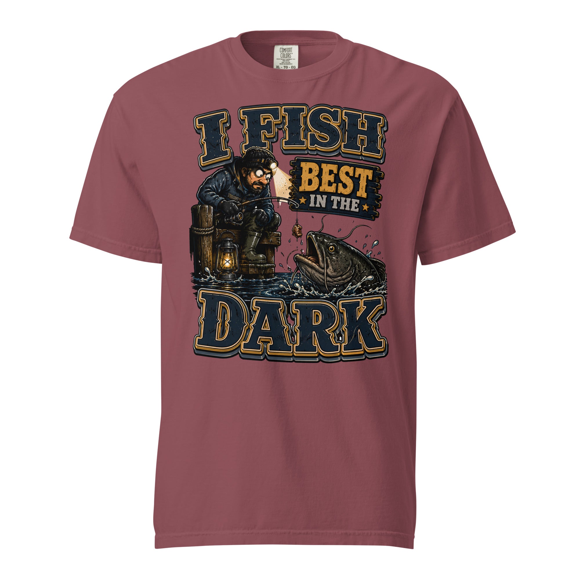 I Fish Best In The Dark Heavyweight Tee | Fishing Lovers Gift by printfluence.net