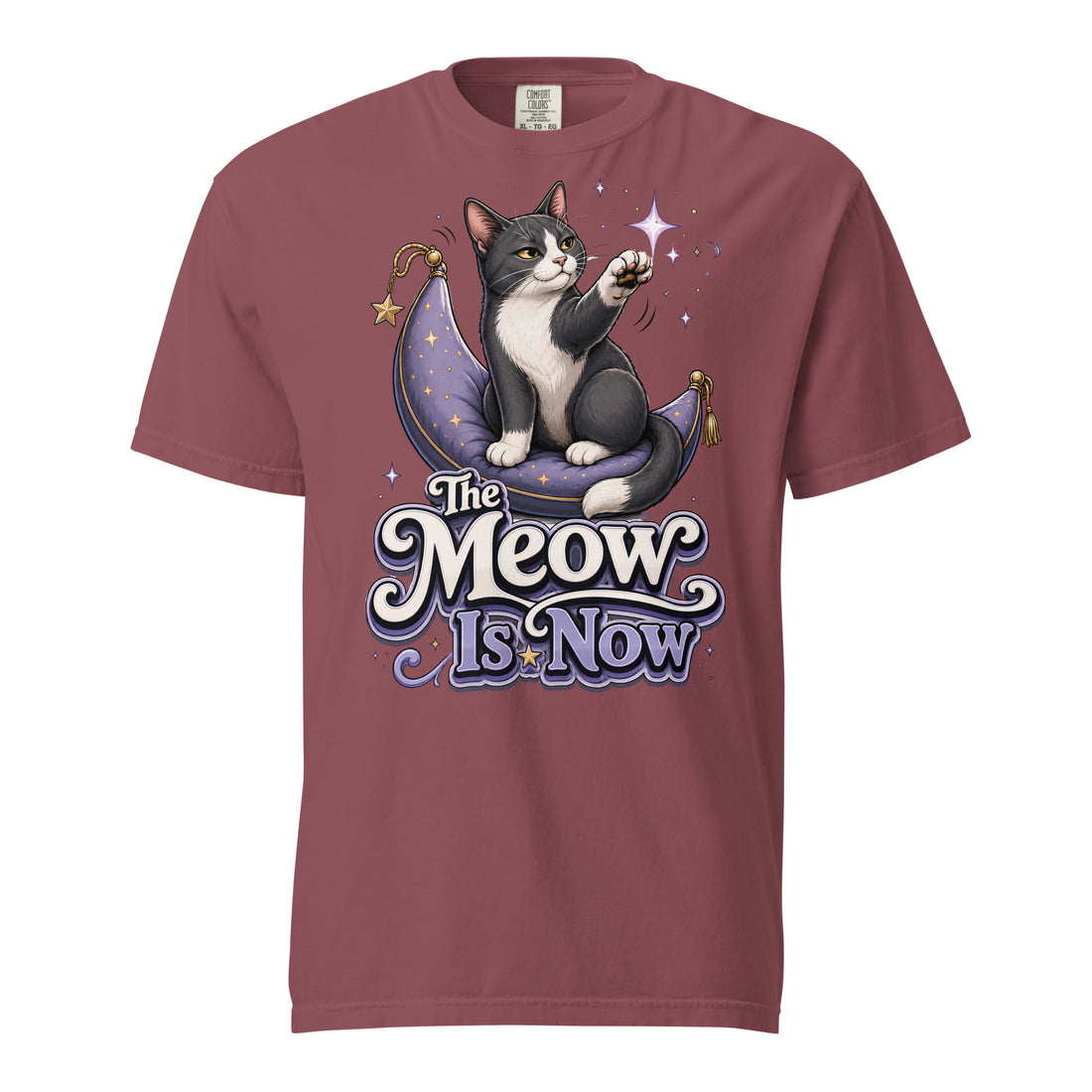 Cat Lovers "The Meow Is Now" Garment-Dyed Heavyweight T-Shirt by printfluence.net