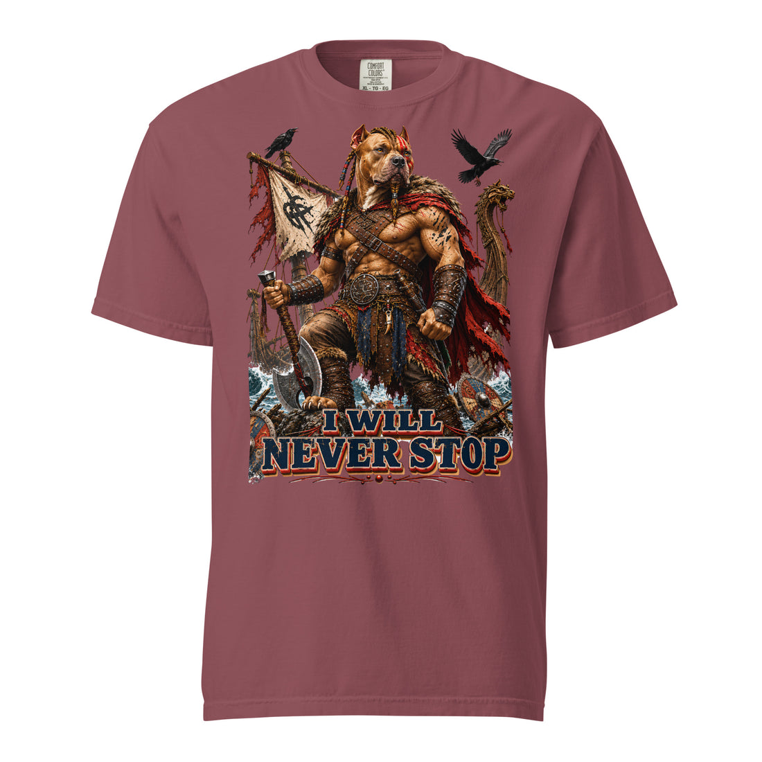 Never Stop Viking Pitbull Garment-Dyed Tee | Premium Gift for Pitbull Lovers T-1 by printfluence.net