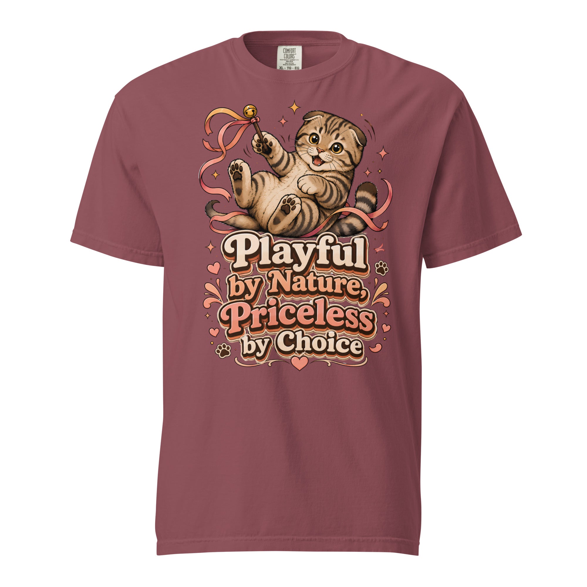 Cat Lovers Unisex Garment-Dyed Heavyweight T-Shirt "Playful by Nature, Priceless by Choice" by printfluence.net