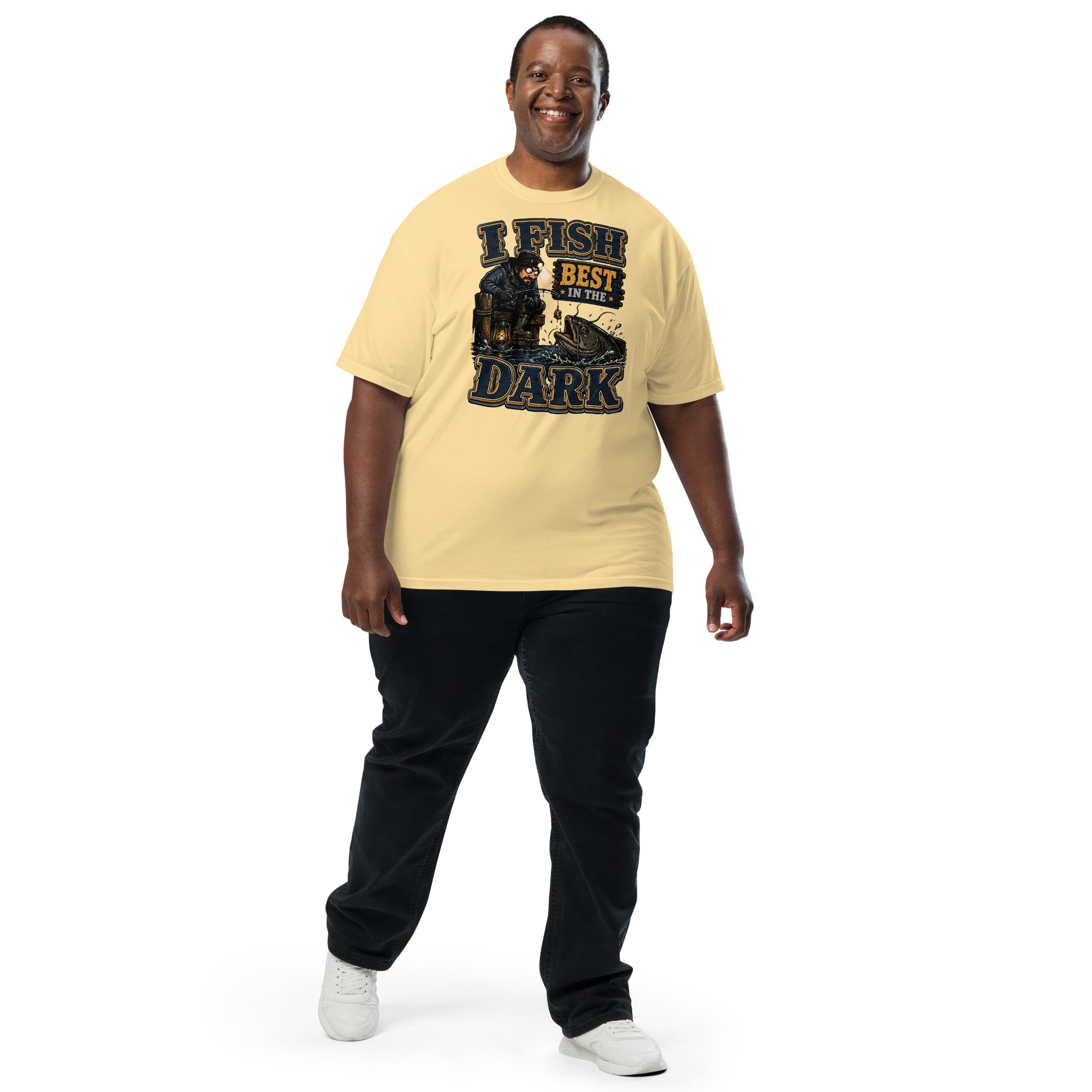 I Fish Best In The Dark Heavyweight Tee | Fishing Lovers Gift by printfluence.net