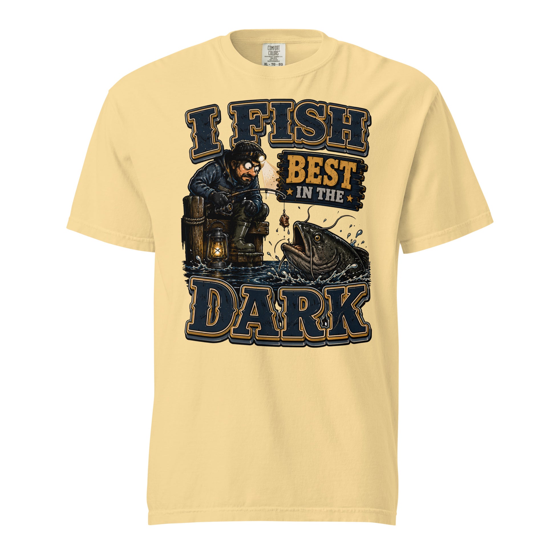 I Fish Best In The Dark Heavyweight Tee | Fishing Lovers Gift by printfluence.net