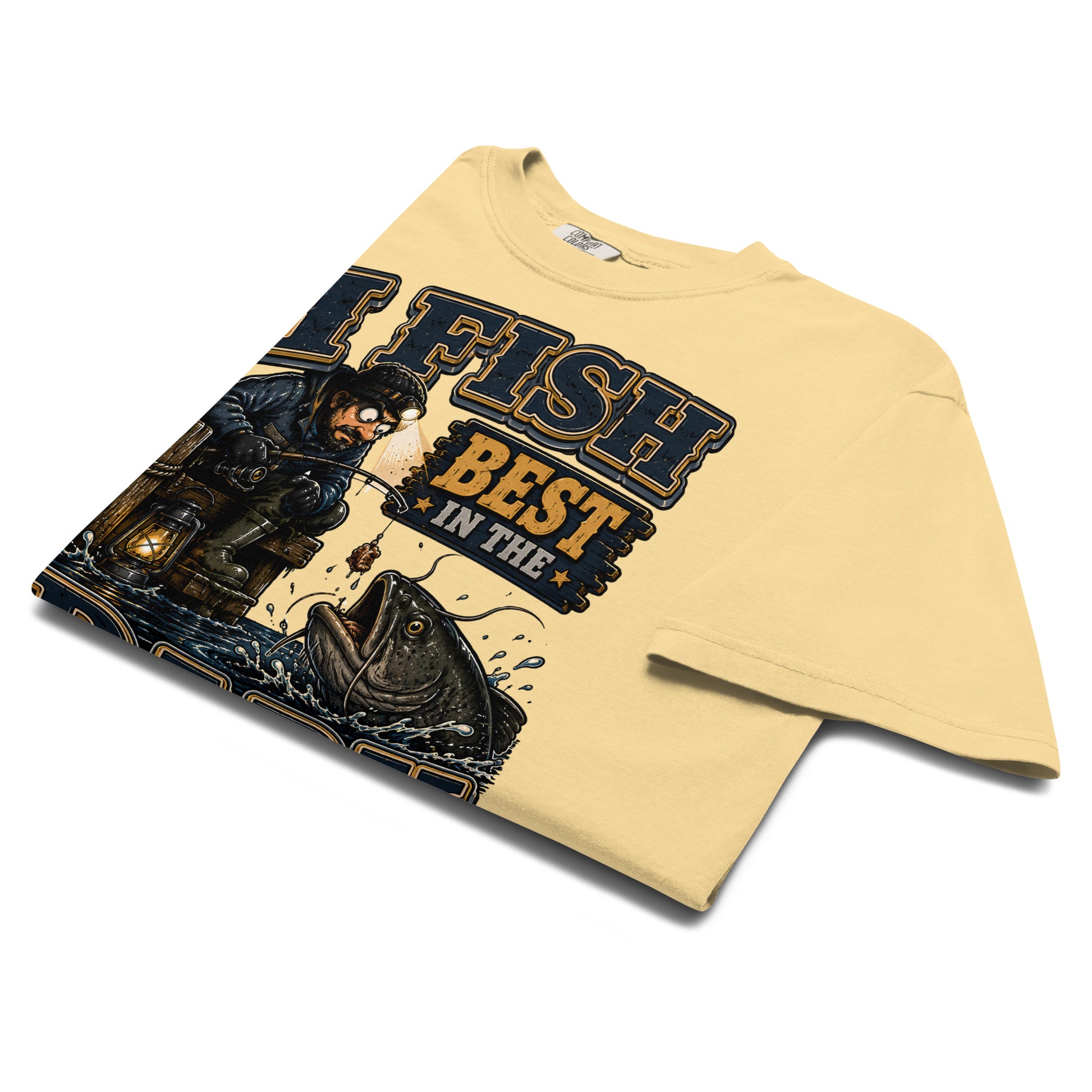 I Fish Best In The Dark Heavyweight Tee | Fishing Lovers Gift by printfluence.net