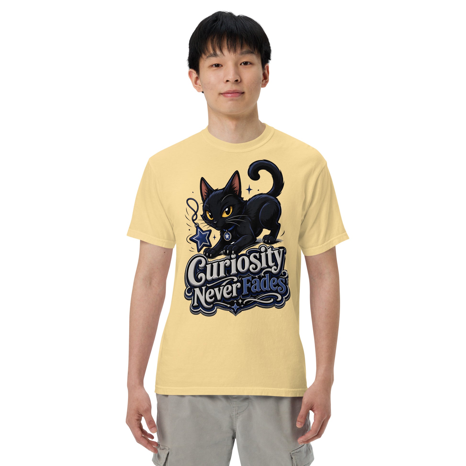 Curiosity Never Fades Cat Lovers Heavyweight Tee by printfluence.net