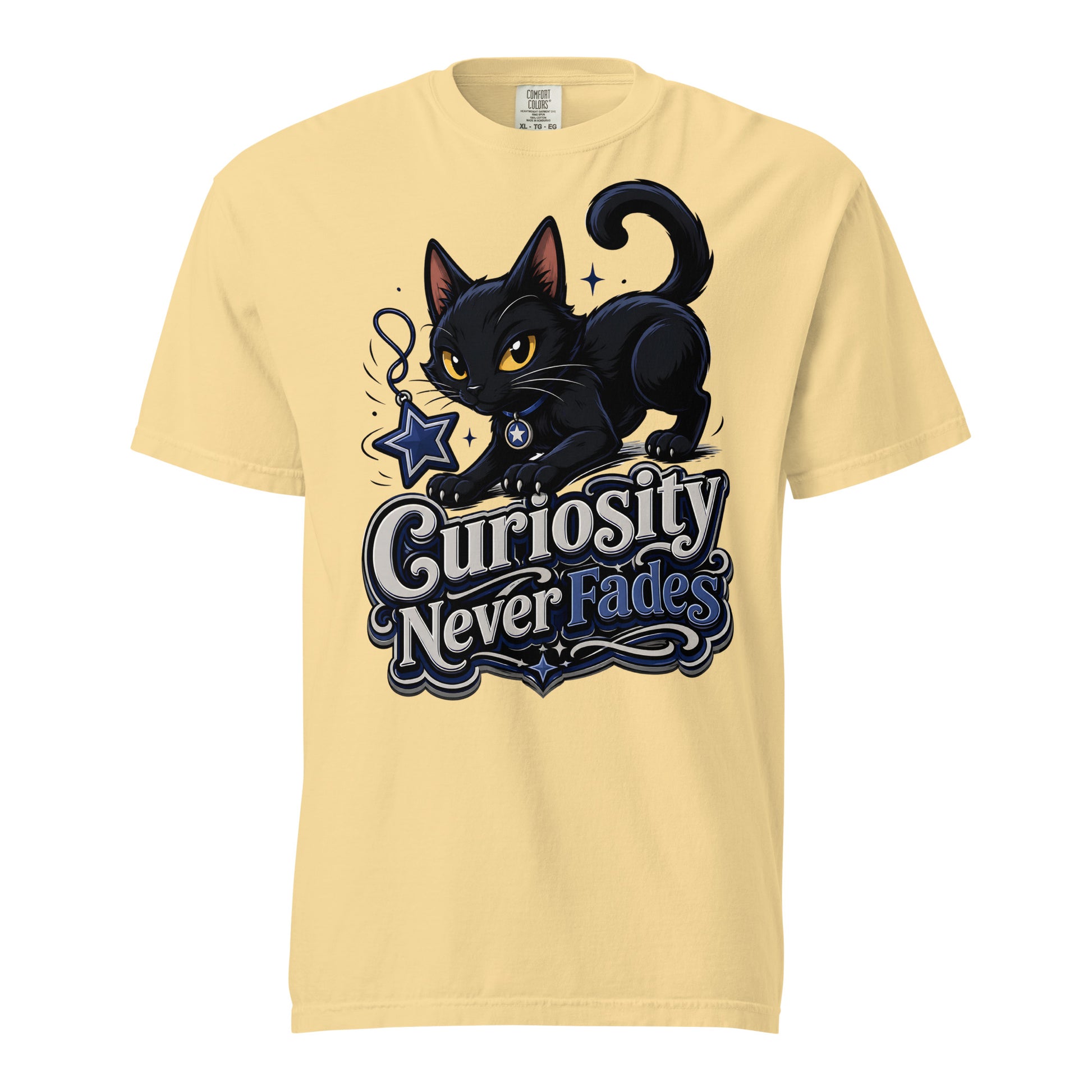Curiosity Never Fades Cat Lovers Heavyweight Tee by printfluence.net