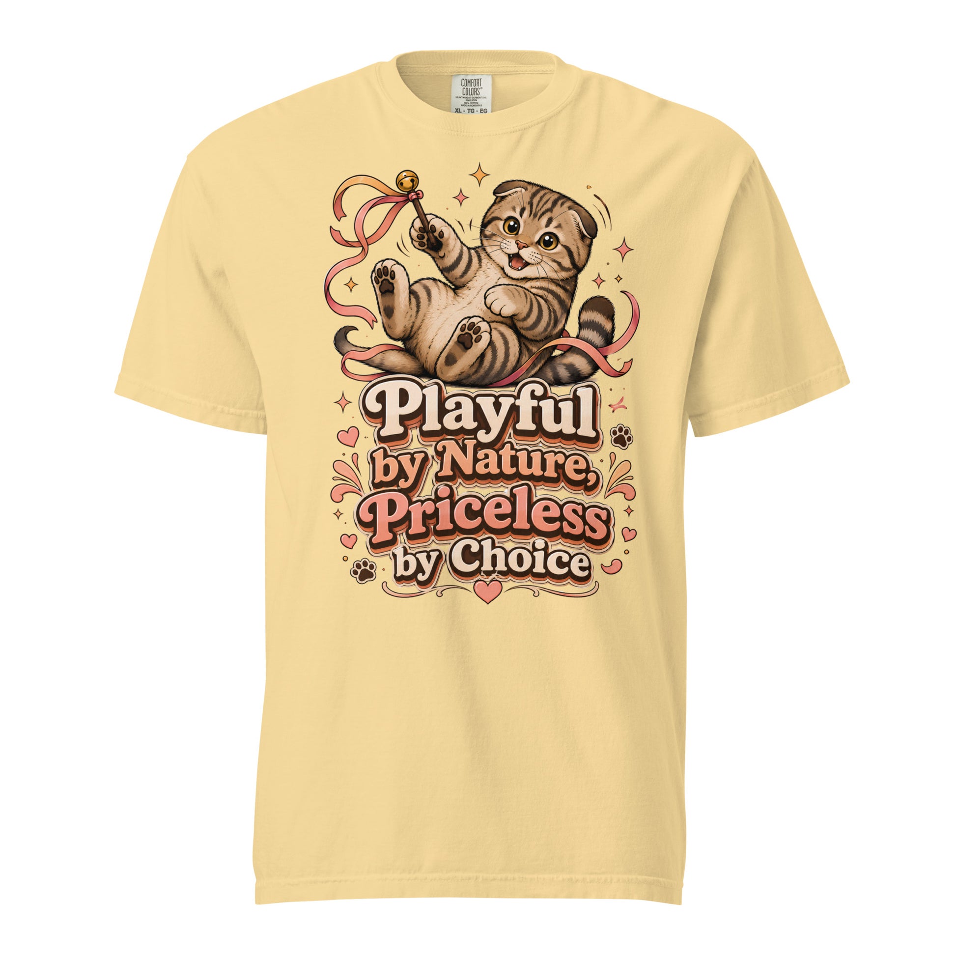 Cat Lovers Unisex Garment-Dyed Heavyweight T-Shirt "Playful by Nature, Priceless by Choice" by printfluence.net