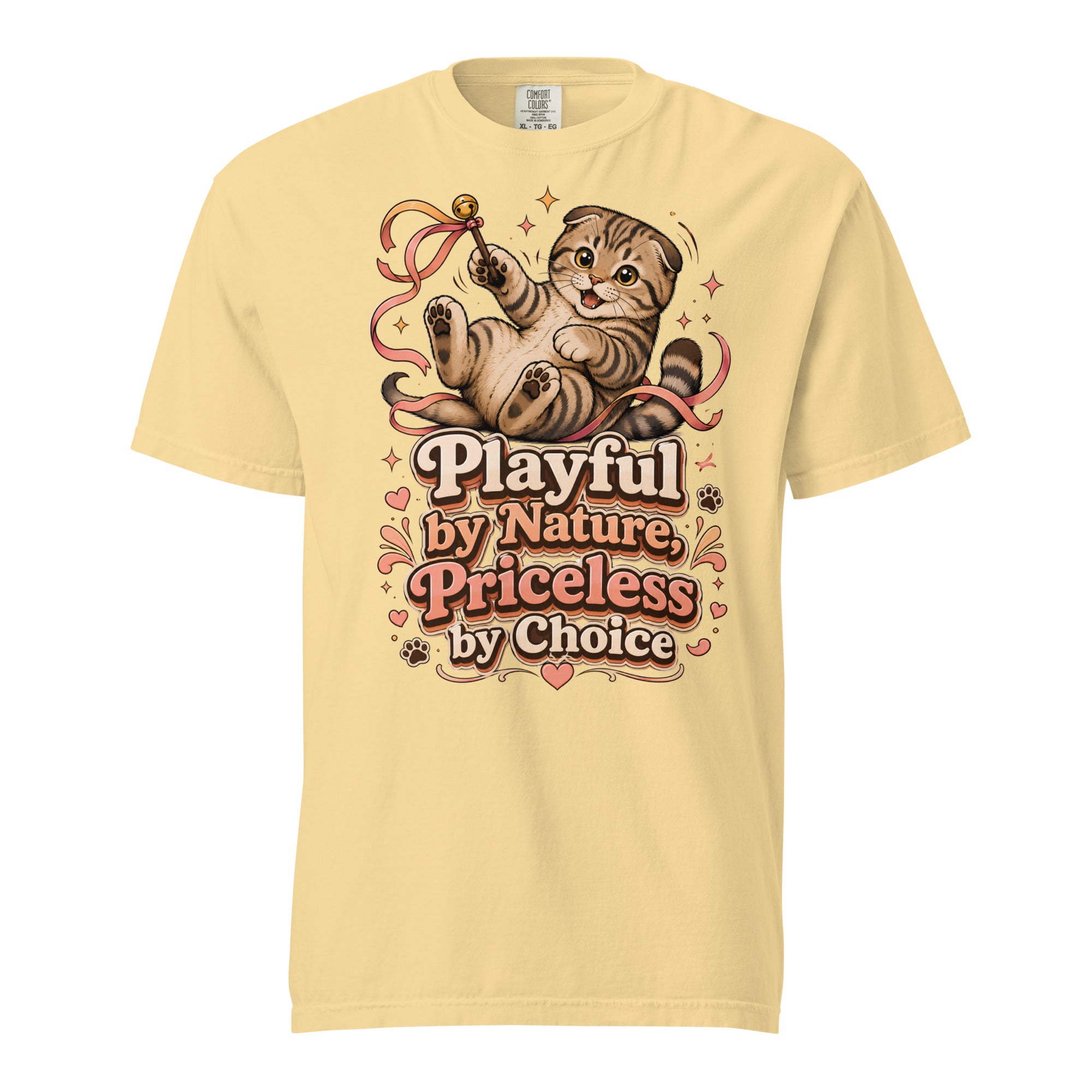 Cat Lovers Unisex Garment-Dyed Heavyweight T-Shirt "Playful by Nature, Priceless by Choice" by printfluence.net