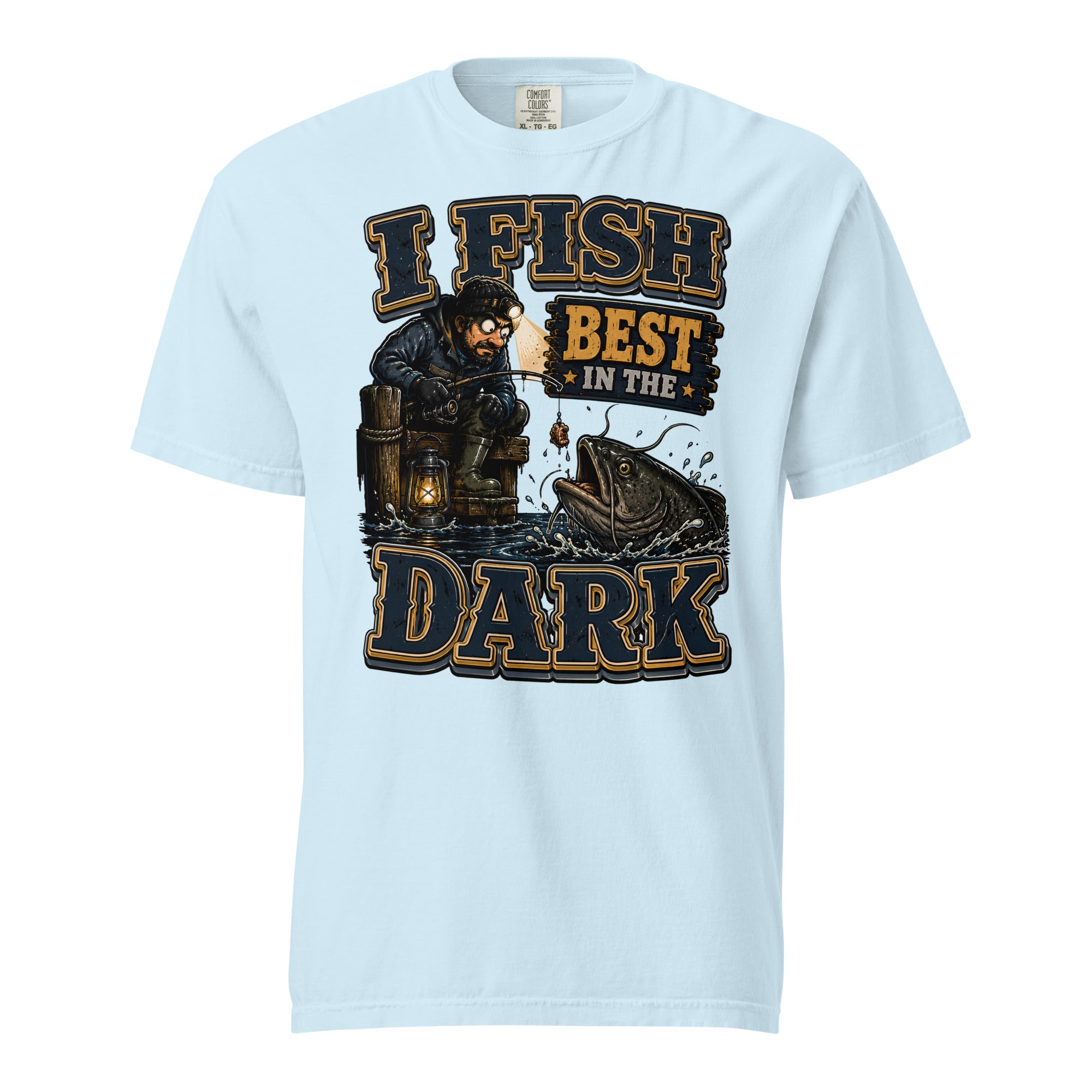 I Fish Best In The Dark Heavyweight Tee | Fishing Lovers Gift by printfluence.net