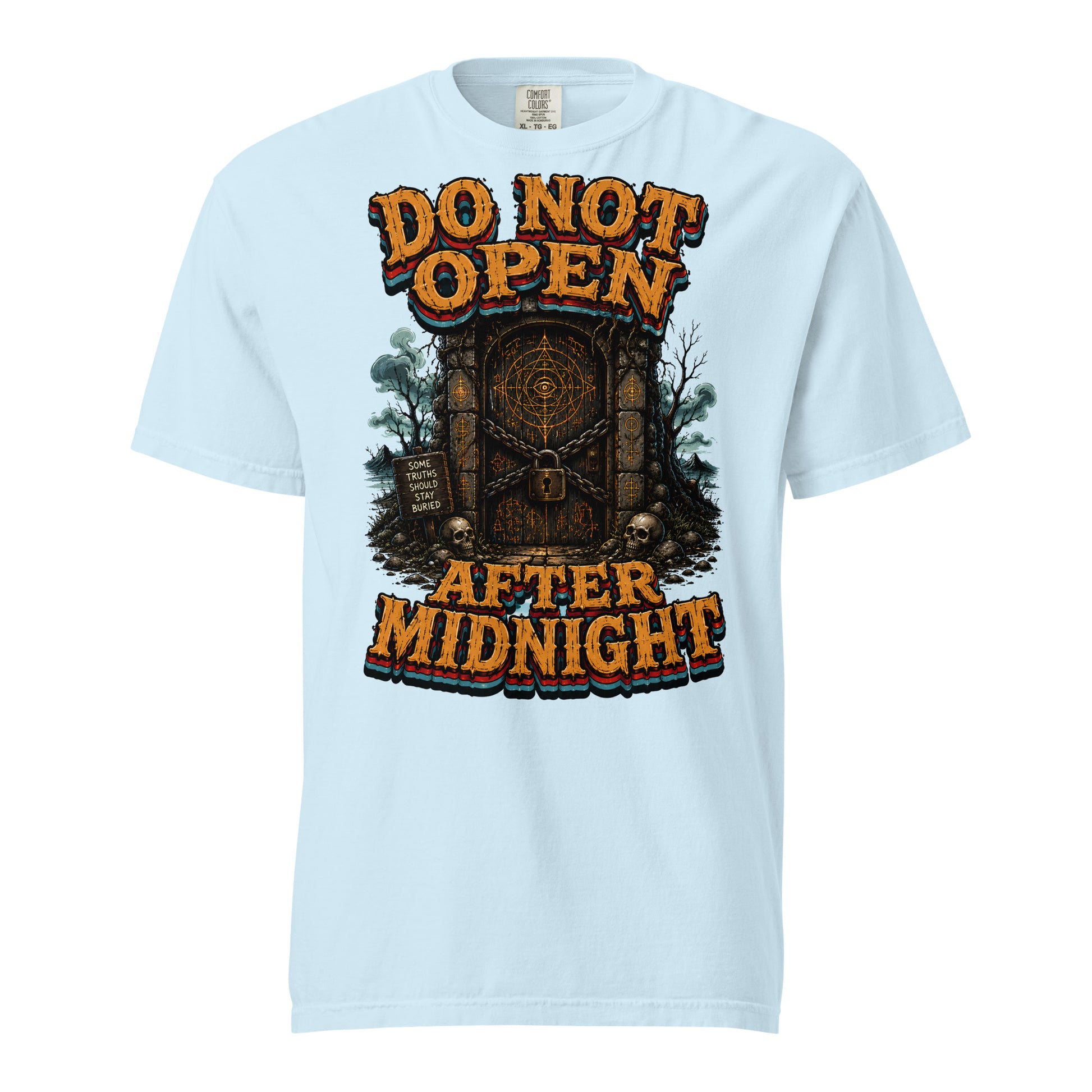 Do Not Open After Midnight Horror Mystery Garment-Dyed Heavyweight Tee by printfluence.net