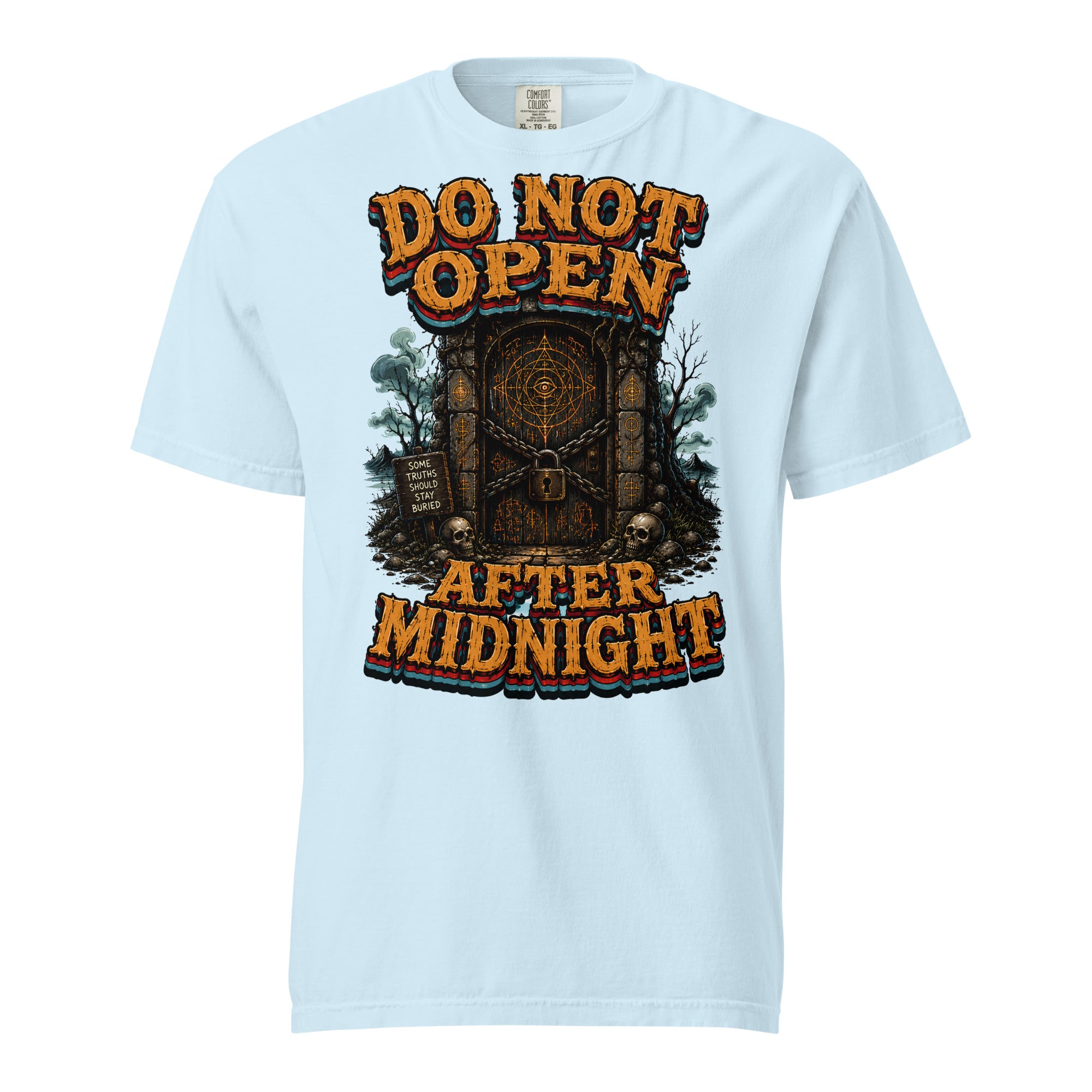 Do Not Open After Midnight Horror Mystery Garment-Dyed Heavyweight Tee by printfluence.net